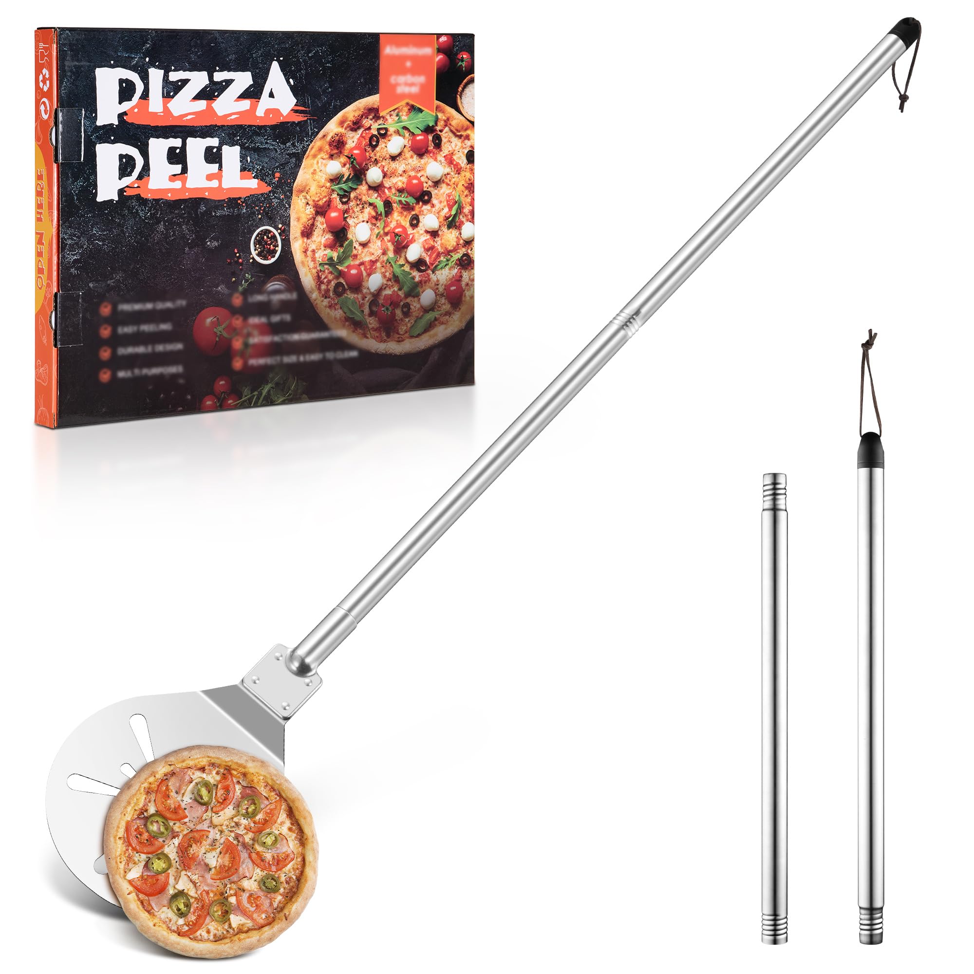 Herogo 9 Inch Pizza Turning Peel, Stainless Steel Perforated Pizza Paddle