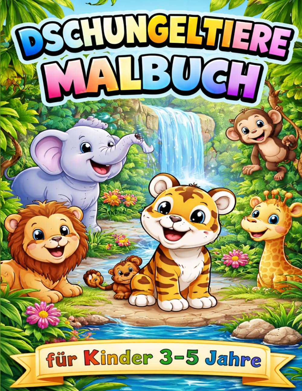 Dschungeltiere Malbuch: Dschungeltiere Malbuch für Kinder von 3-5 Jahren mit Großen einfachen Motiven mit dicken Linien (Onkel Patricks Malbücher)