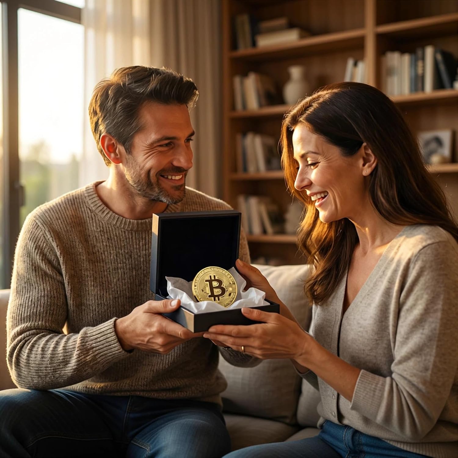 1 Pcs Gold Plated Bitcoin Coin – BTC Cryptocurrency Collectible Physical Bitcoin Token with Protective Case, Commemorative Crypto Coin for Gift, Blockchain Enthusiast Miner Souvenir