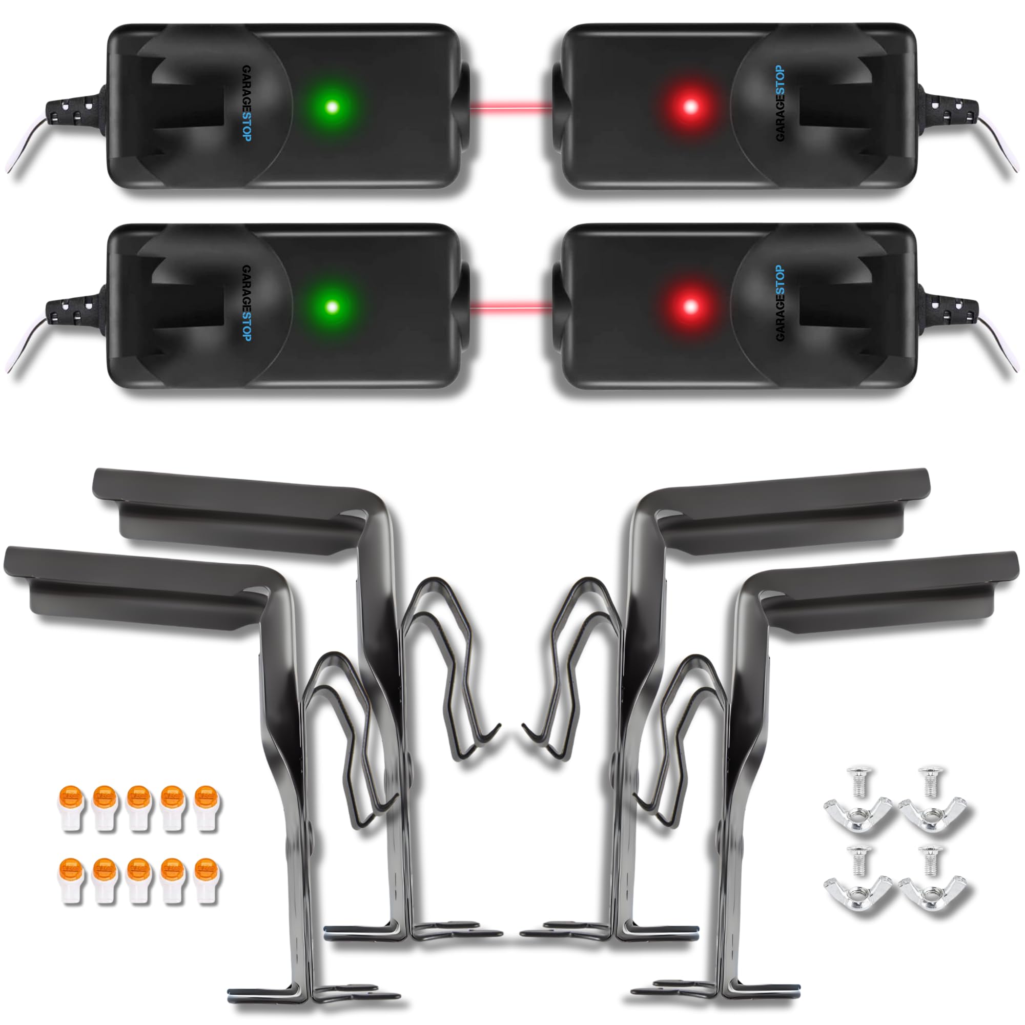 Garage Stop 2X 41A5034 Safety Sensors Eyes with Brackets Kit, Compatible with Chamberlain Craftsman Sears Liftmaster Garage Door Openers After 1997, Garage Door Sensor Replacement Kit