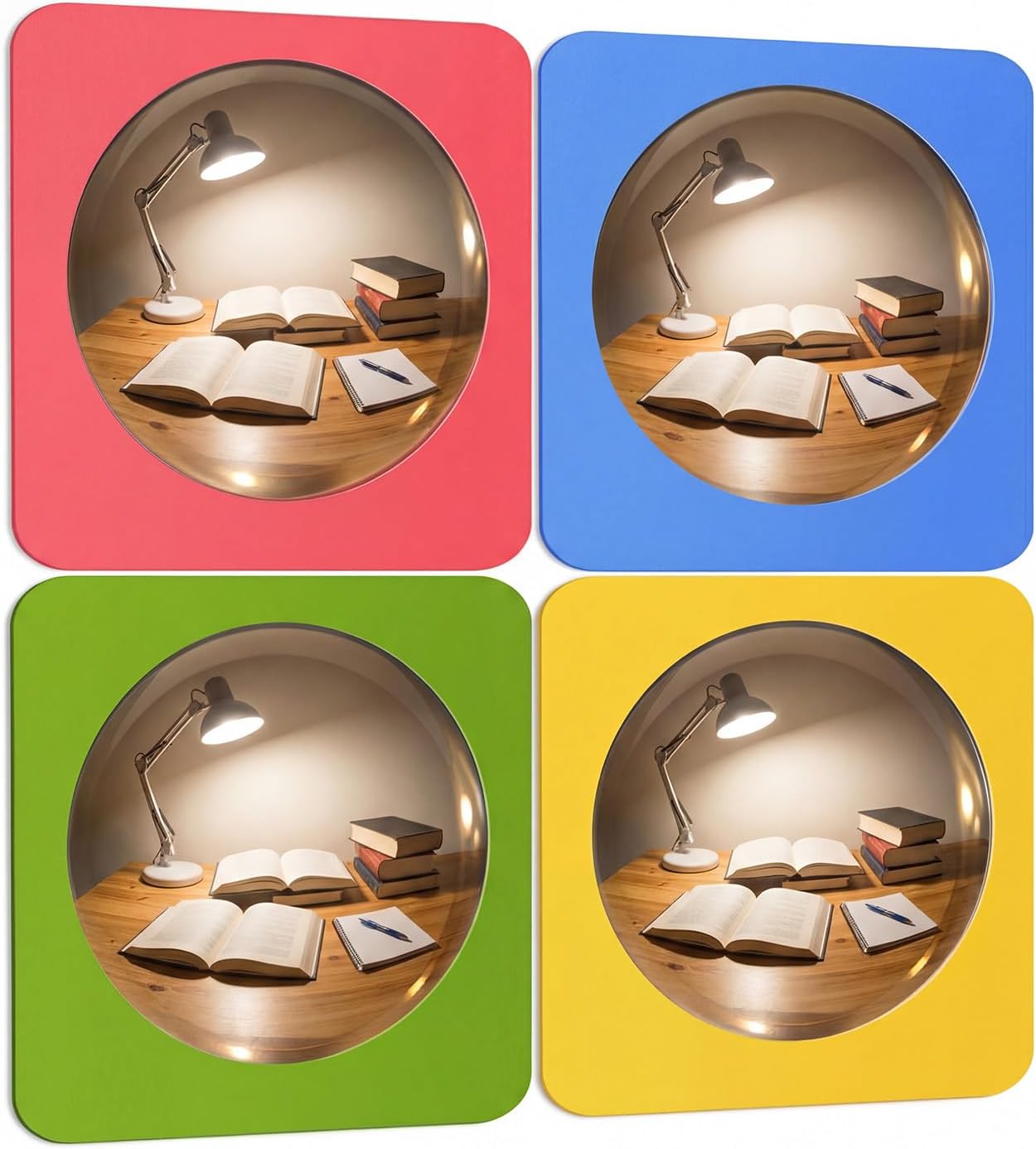 Geiserailie 4 Pcs Sensory Wall Mirror Acrylic Bubble Mirror Toys for Calming Corner Items - Sensory Room Have Visual, Tactile Stimulation (6 x 6 Inch,Pink,Yellow,Green,Blue)