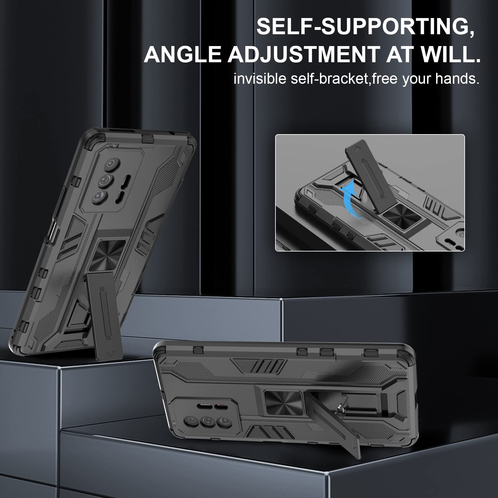 Funda para Xiaomi Redmi Note 15 Pro 5G, Carcasa Antigolpes con Soporte anular metálico, Case Protectora de Grado Militar, Azul — view 699