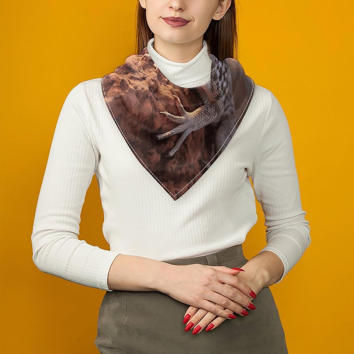 White Lizard Multi-purpose Bandana Print Square Scarf image 5