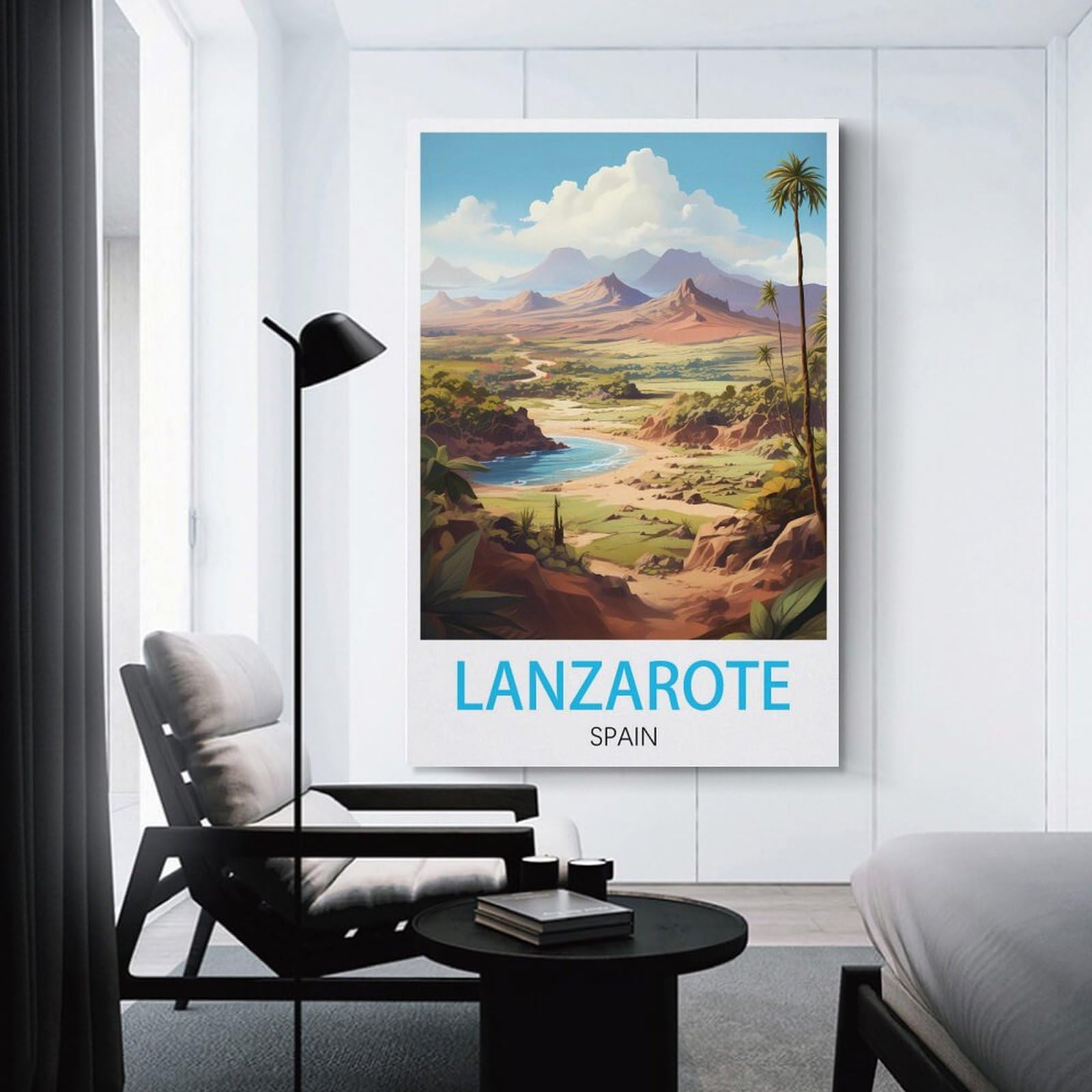 Affiche Vintage Lanzarote 30x45 Cm - Impression Sur Toile - Décoration Murale Voyage Espagne