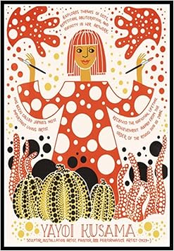 IUYTRF Obras de arte abstractas Mujeres en el arte Yayoi Kusama Póster Impresión en lienzo Decoración