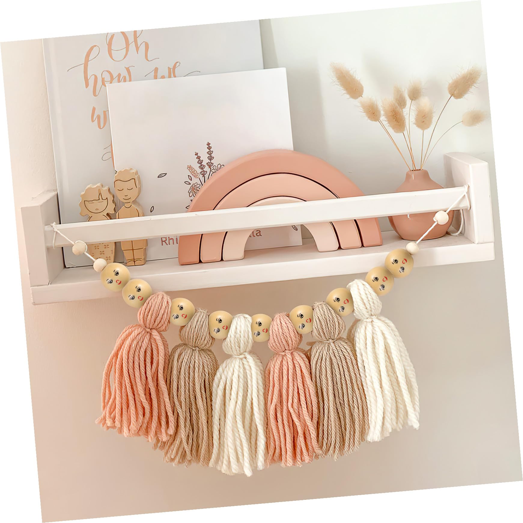 50 piezas Cuentas Redondas Madera Natural Caras Sonrientes con Agujero para Pulseras Collares Manualidades DIY