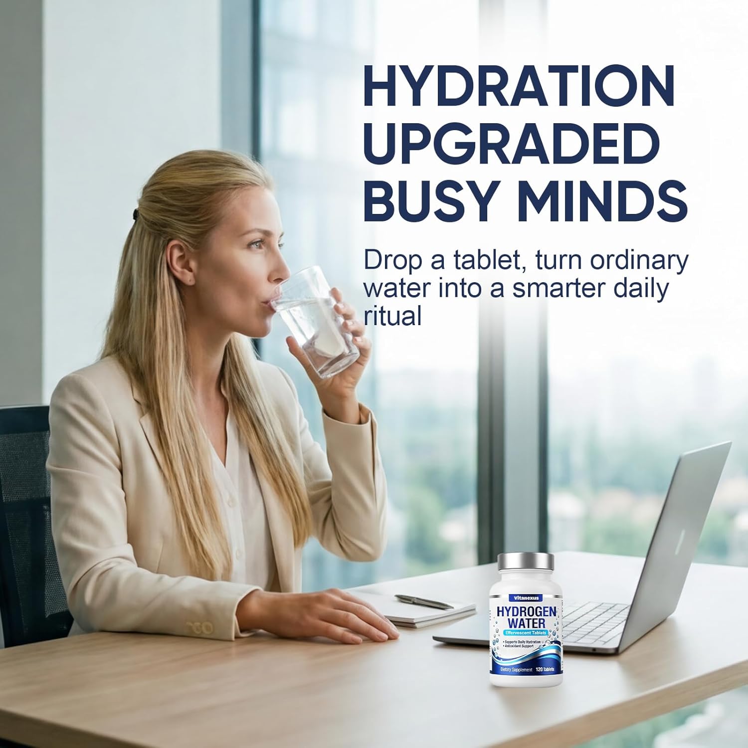Molecular Hydrogen Water Tablets, 120PCS Hydrogen Tablets for Drinking Water with Magnesium, Brain Health and Cognitive Function