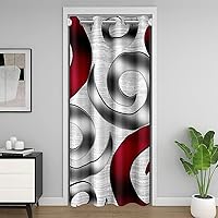 Vista 48 de Cortina de puerta con diseño de remolinos azules, negros y blancos, 1 panel de 34 pulgadas de ancho x 80 pulgadas de largo, cortinas opacas