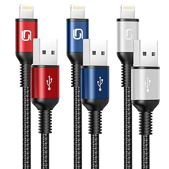Long iPhone Charger Cable 10FT, 3Pack [Apple MFi Certified] USB-A to Lightning Cable Nylon Braided Fast Charging Cord Compatible with iPhone 14/13/12/11 Pro Max/XR/XS/X/8/7/Plus/6S iPad/iPod/AirPods
