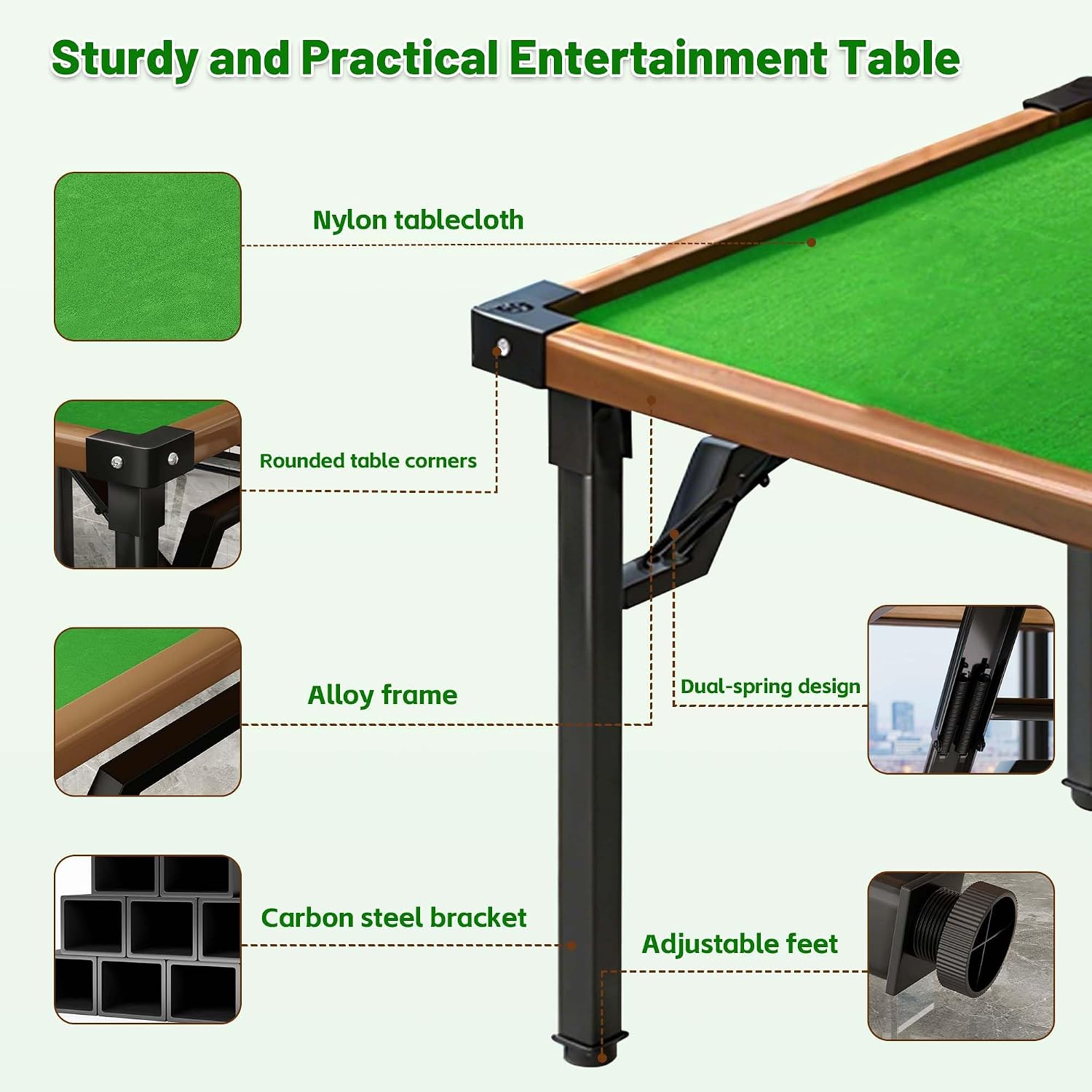 Mahjong Table Foldable, 32" Square Foldable Table with Dual-Sided Removable Top, Aluminum Frame, Non-Slip Surface, Portable Mahjong Table for Cards, Domino Game, Indoor & Outdoor Use