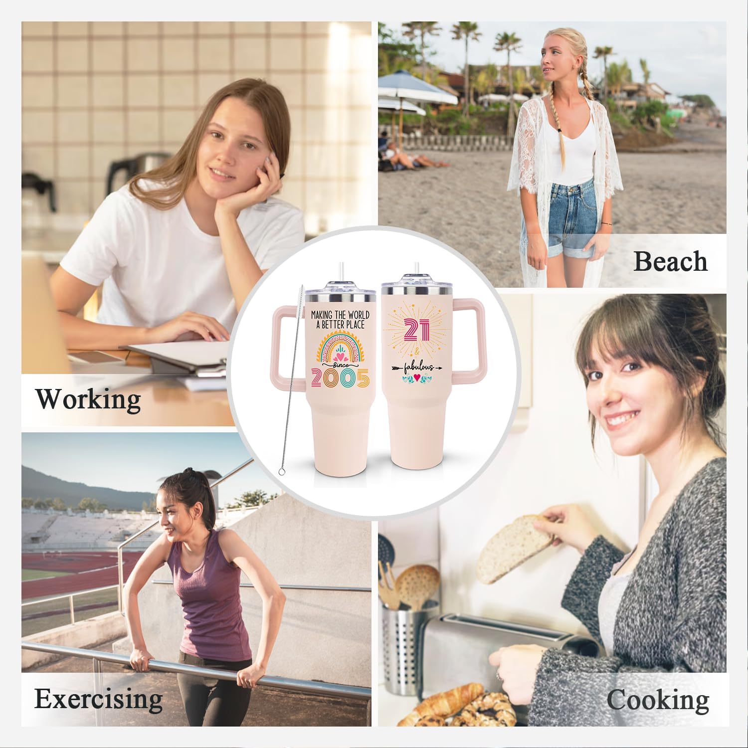 LHSCVUFASC 21st Birthday Gifts for Her/Women, 21 Year Old Birthdays Gift for Girls, Cool 2005 21st Bday Decorations for Woman Female, Girl Turning 21 Present Idea, 40oz Tumbler Cup - Image 6