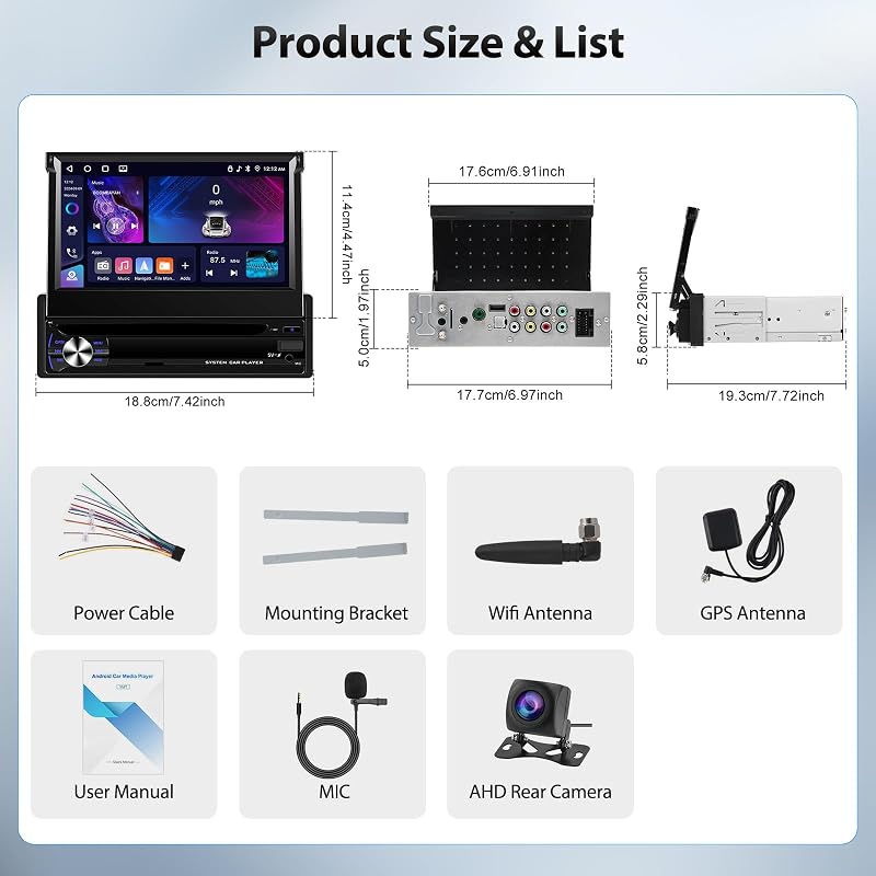 Motorsi 1 DIN Autórádió CarPlay Android DAB GPS 7" IPS Érintőkijelző Bluetooth
