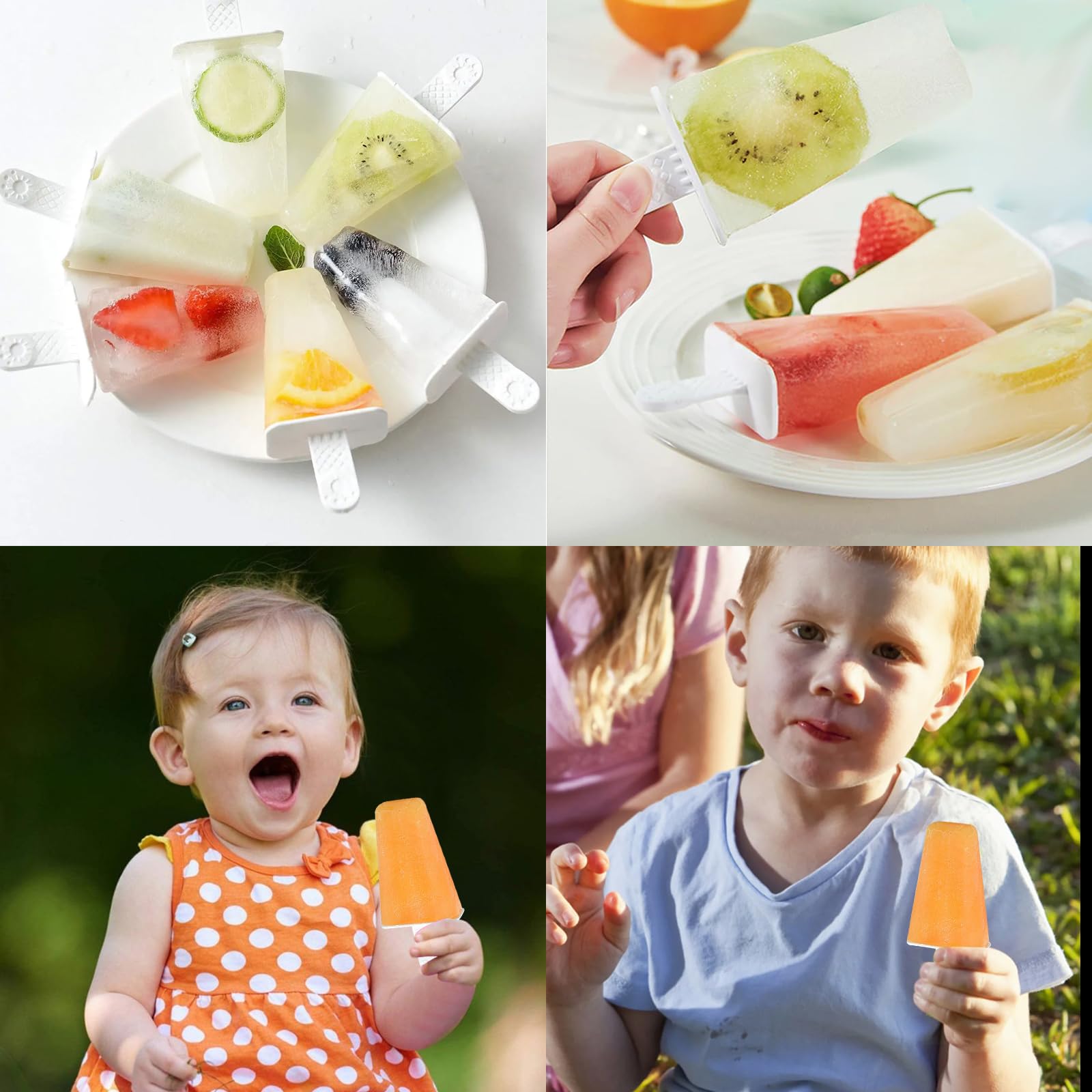 Moldes para Helados de Silicona, Moldes Helados con Embudo y Cepillo de Limpieza, Reutilizable Moldes para Paletas, Ice Cream Mold para Niños, Adultos (Verde, 6 Cavidades)