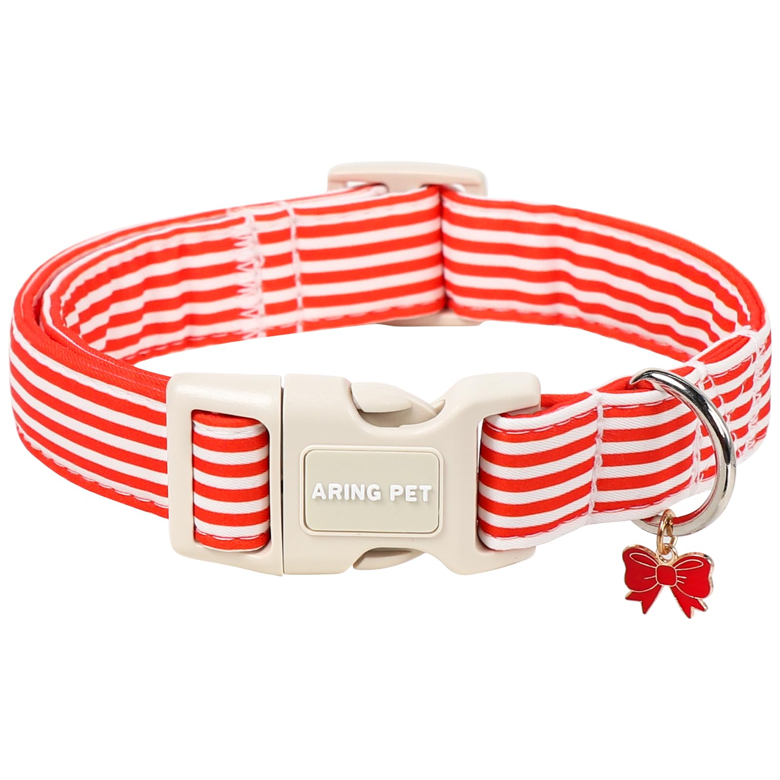 ARING PET Red Striped Dog Collar for Small Medium Large Boy Girl Dogs-XS