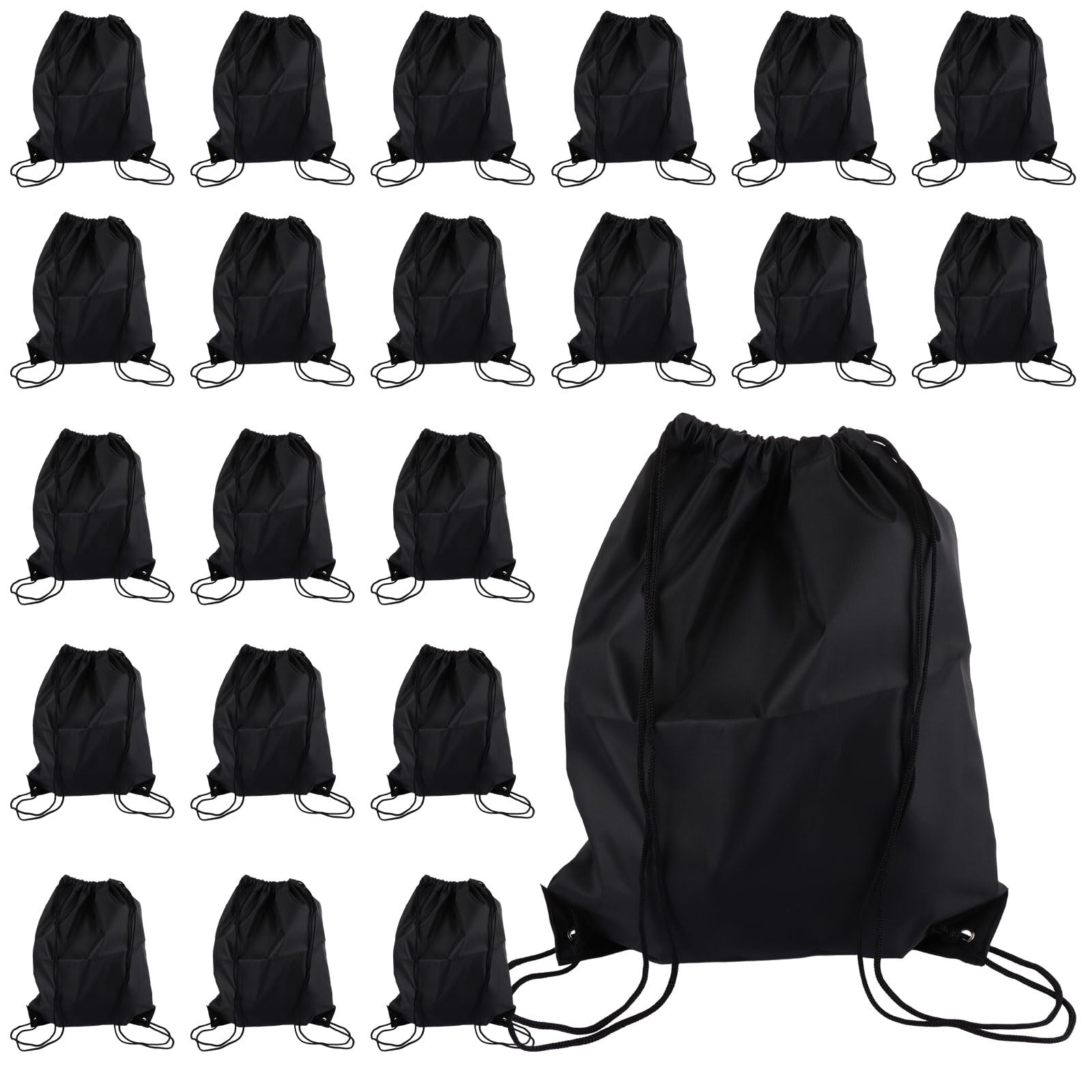 30 sacchetti con coulisse, in polietilene nero, con coulisse, 34 x 42 cm, per palestra, nuoto, scuola, viaggi, Nero , 33x23CM