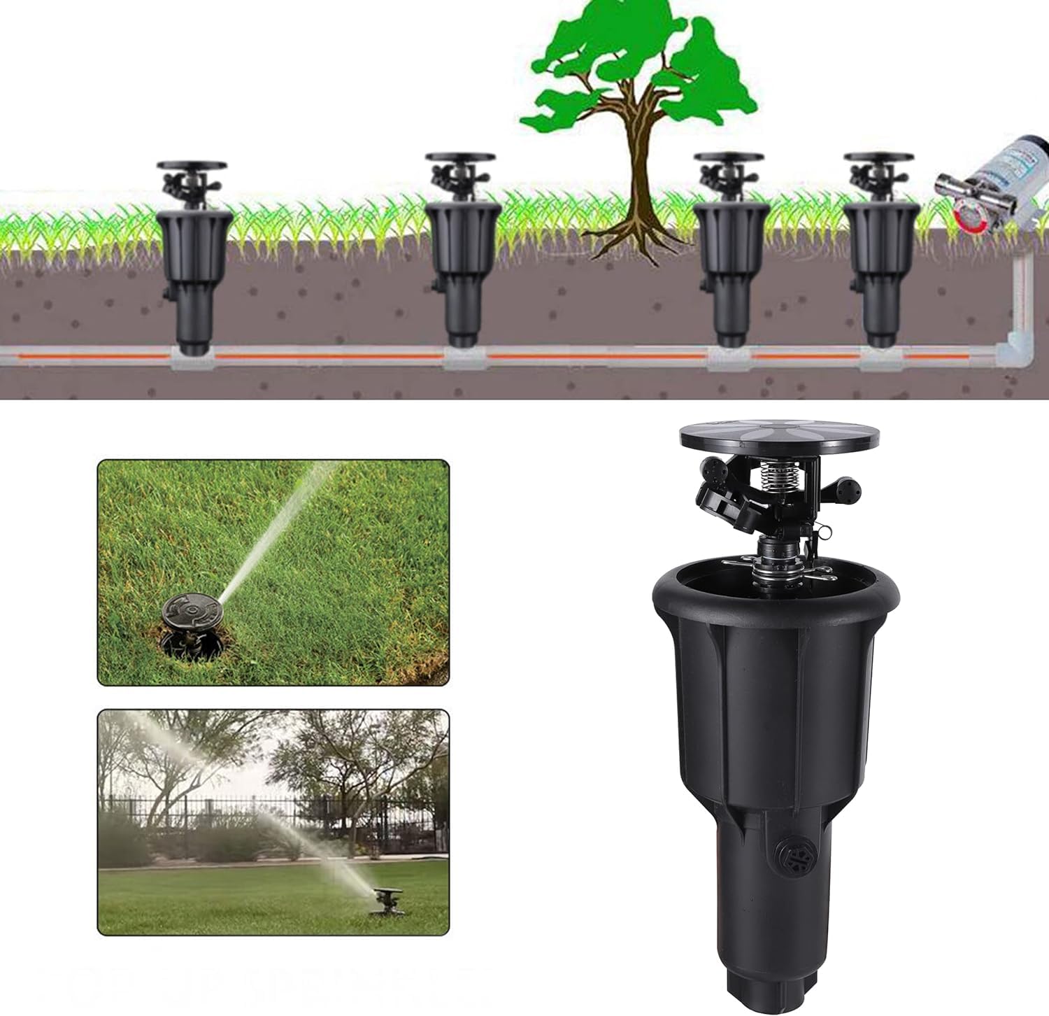 1/2 "3/4" Filetto Pop Up Irrigatore Rotante Campo da Calcio Golf Prato Giardino Irrigazione Irrigatore sepolto Ugello a bilanciere Incorporato