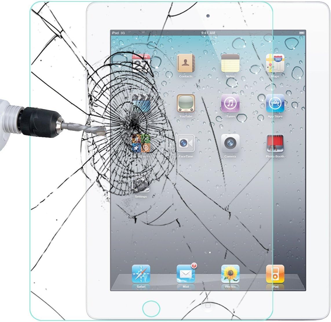 TANTEK YYY34 iPad 2/3/4 Screen Protector, Hd Clear, Anti Scratch/Glare/Fingerprint Tempered Glass