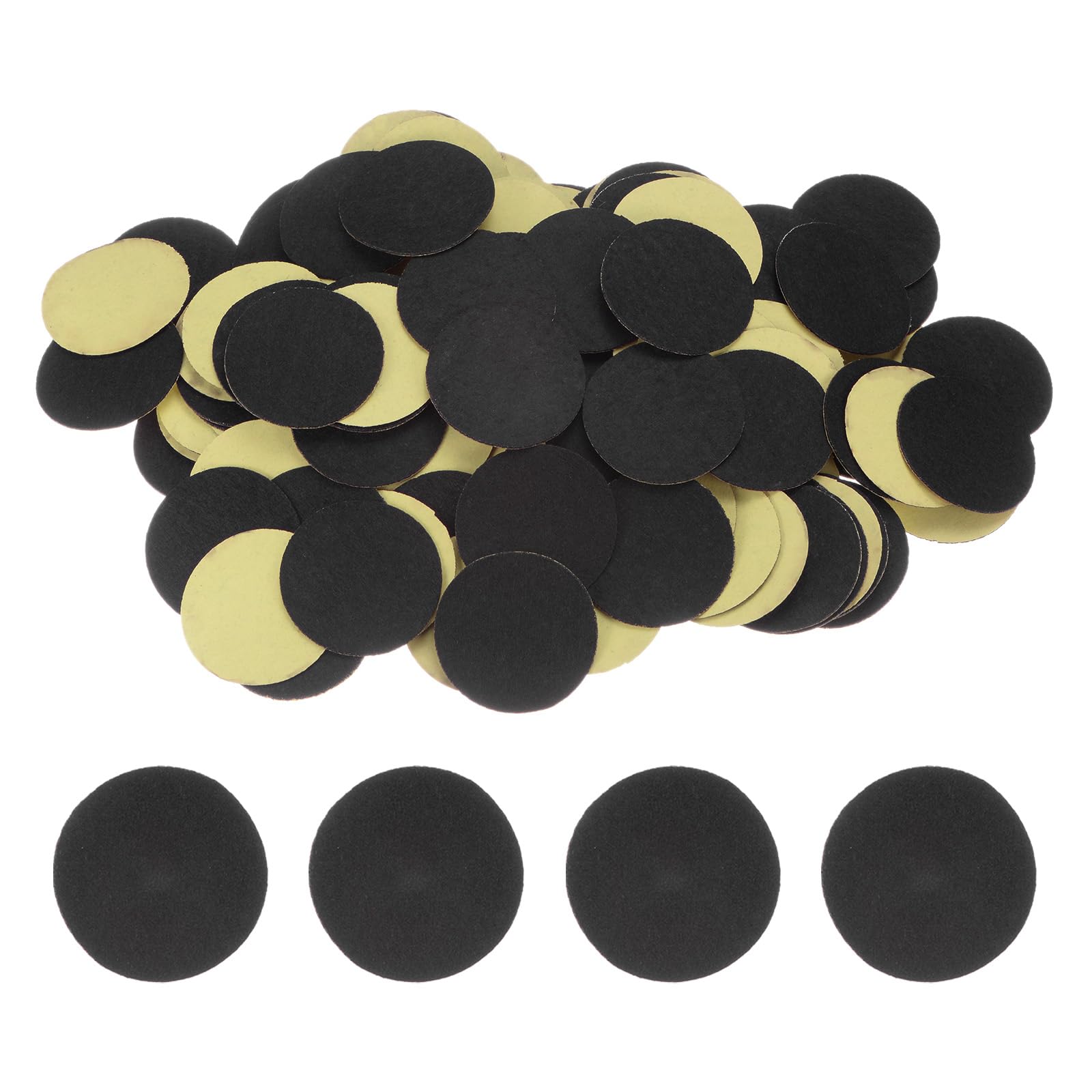 HARFINGTON 200pcs Round Adhesive Felt Circles, 45mm 1.8" Pre Cut Felt Craft Stickers Non-Woven Mini Felt Fabric Circles for DIY Sewing Handcraft Cut Projects Craft Finishing, Black