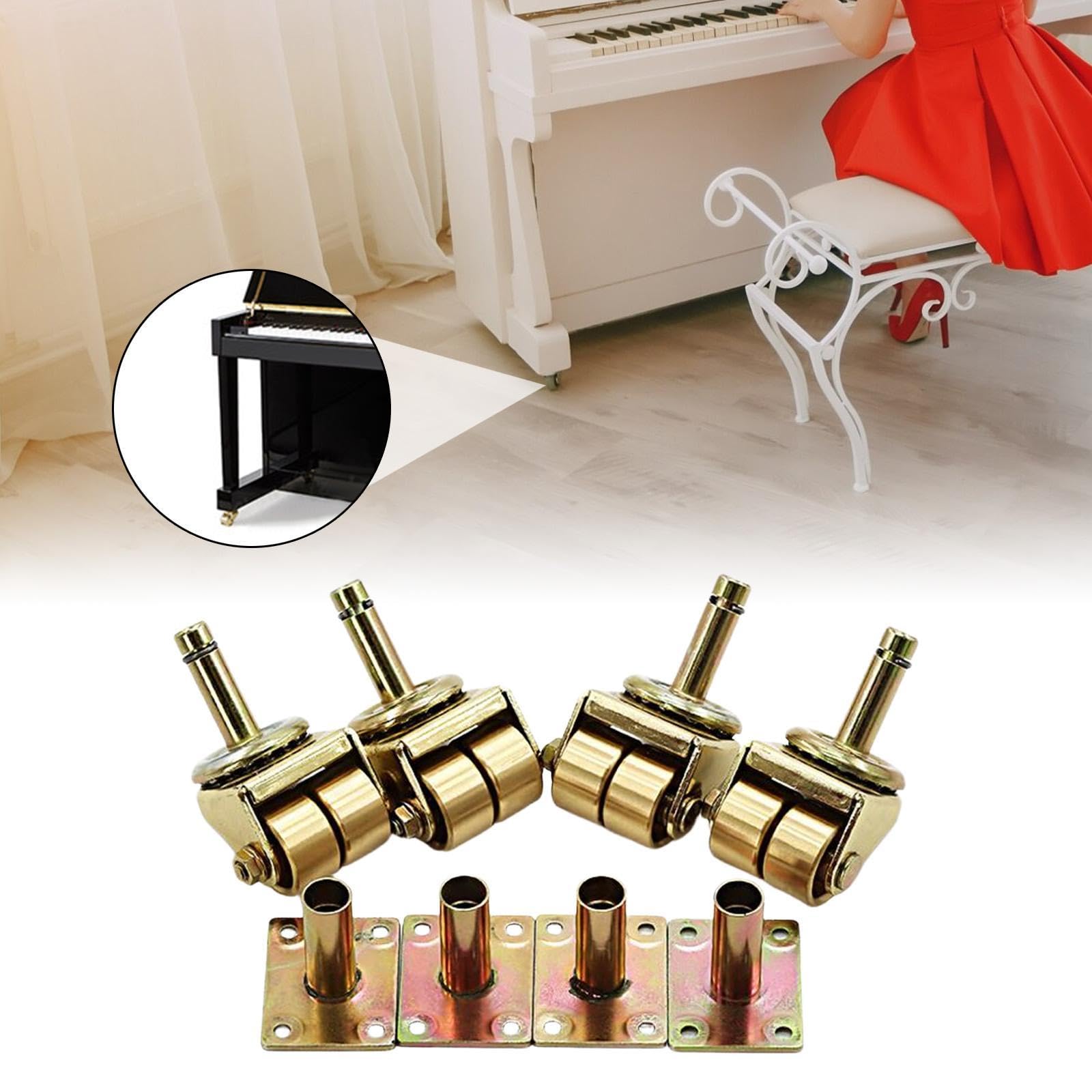 Set di 4 Ruote di Ricambio per Pianoforti Verticali, Facili Da Installare, in Ottone Resistente, Stile Antico, Style a