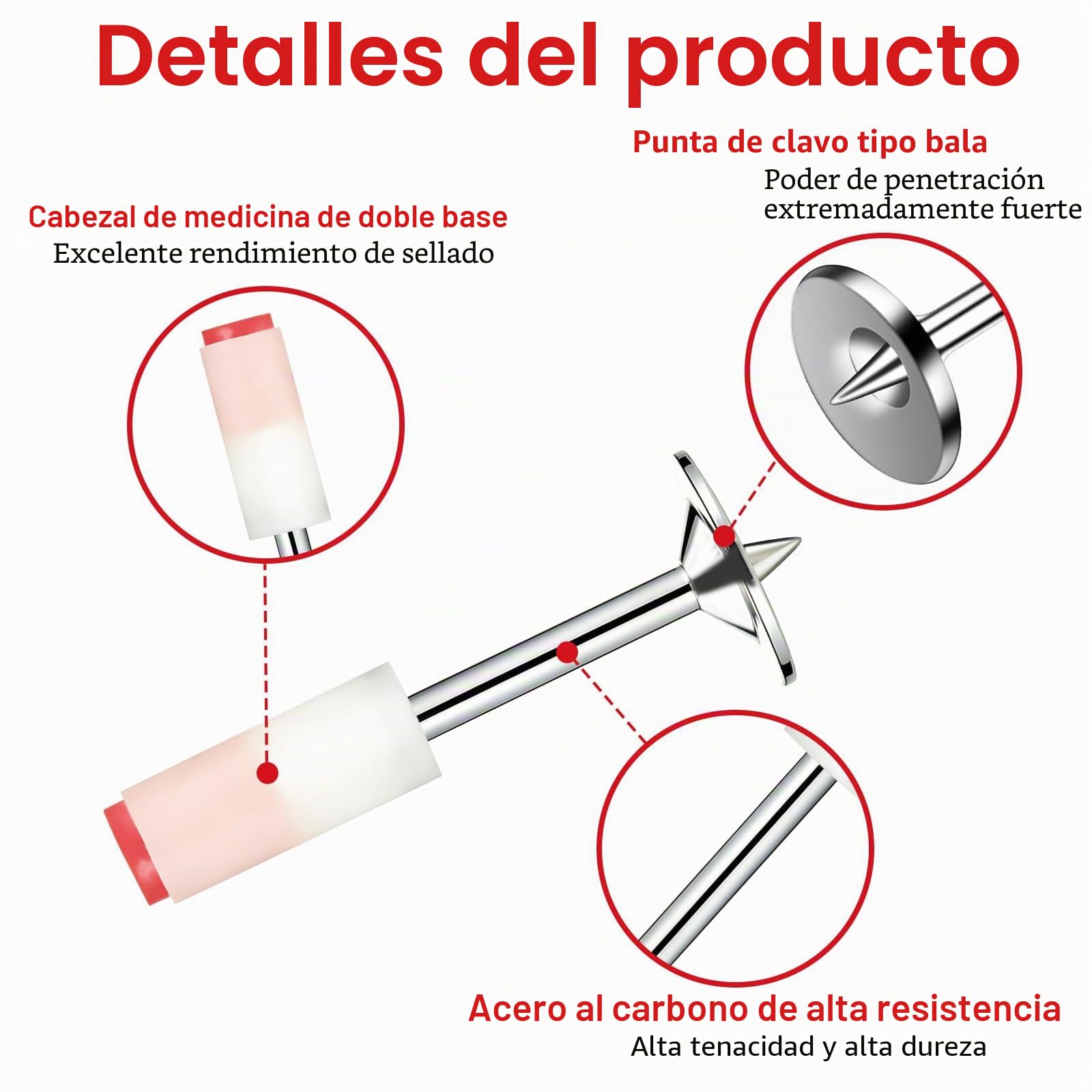 400 piezas Clavos para pistola de clavos, 7,3 mm Clavos para Pistola de Impacto, Acero al Carbono Clavo Redondo Nails para Hormigón, Tejas, paredes