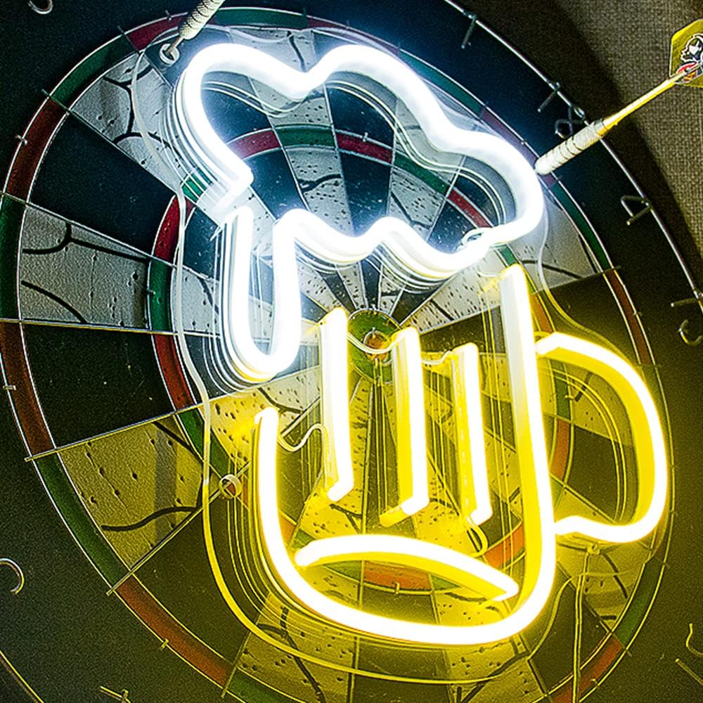 Beer Mug - LED Wall Light (11.8”x 11.8”), Wall Decoration, USB Operated, Illuminated Acrylic neon Sign for Veranda, Kitchen, Living Room, bar, Shop