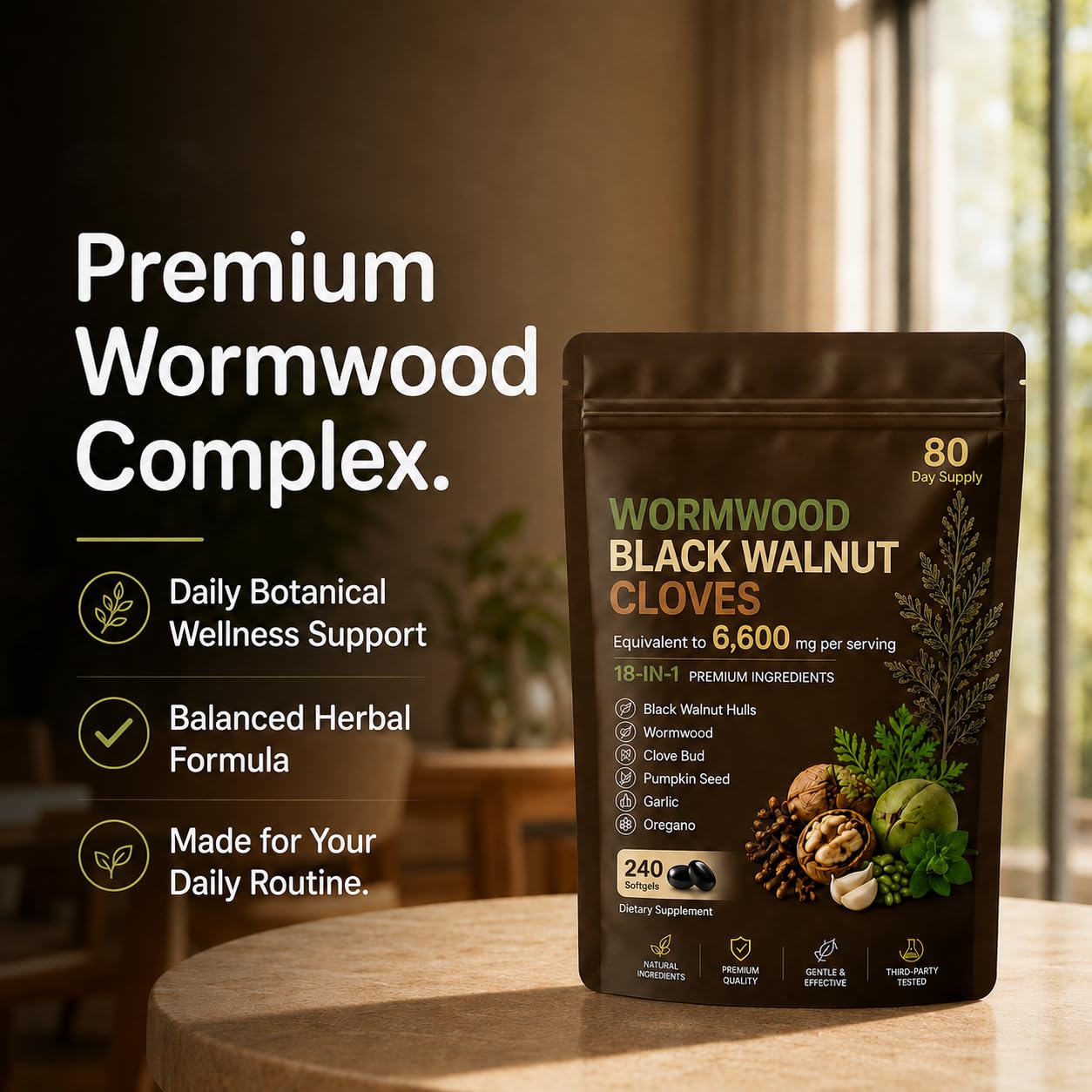 Wormwood Black Walnut Clove Softgels, 18-in-1 Botanical Formula with Pumpkin Seed Complex, Concentrated Herbal Extract Blend for Daily Digestive Balance & Wellness Support, 240 Count — Amazon image 3
