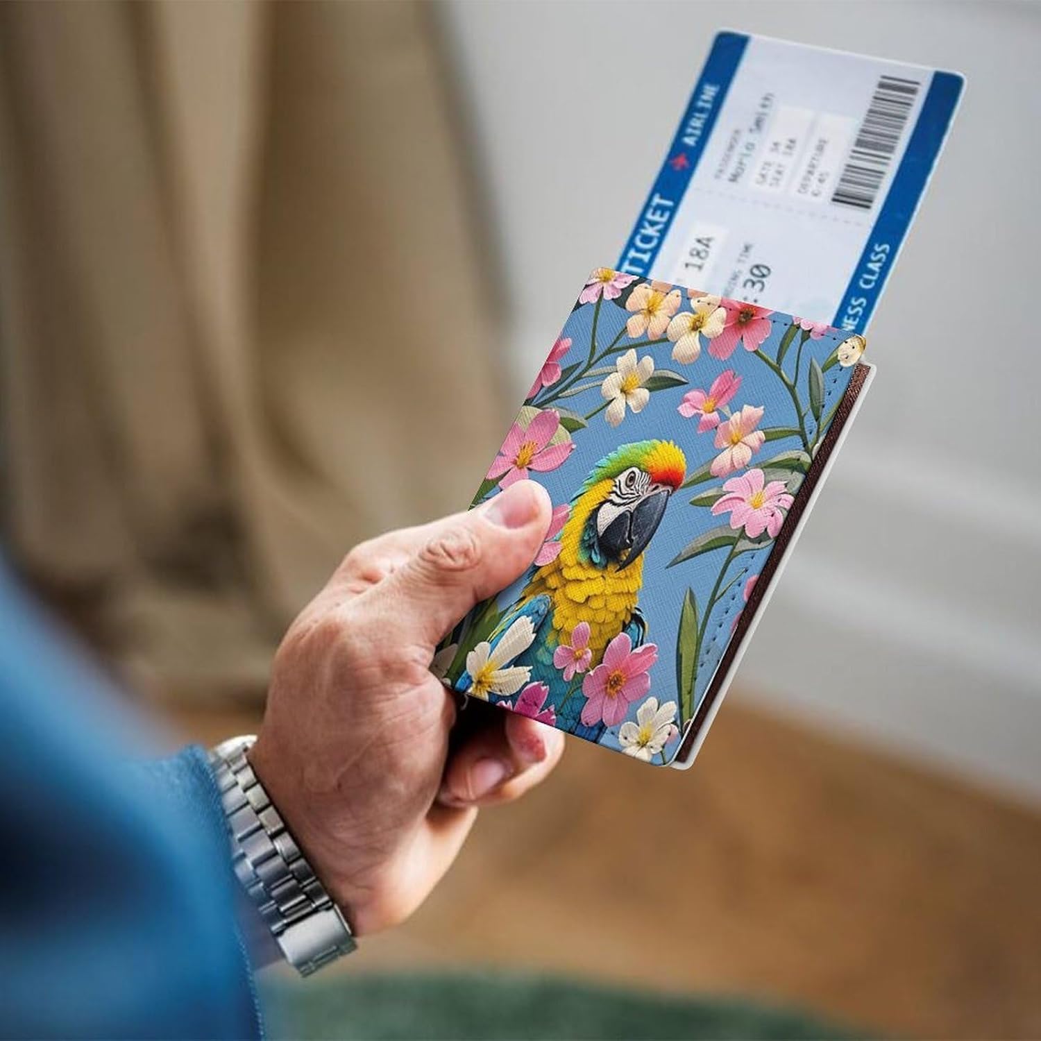 Lots of Flowers And Birds Passport Holder Leather Passport Wallet Cover Case Passport Protective Cover Cute Passport Book Holder Slim Credit Card Holder Travel Accessories for Women Men