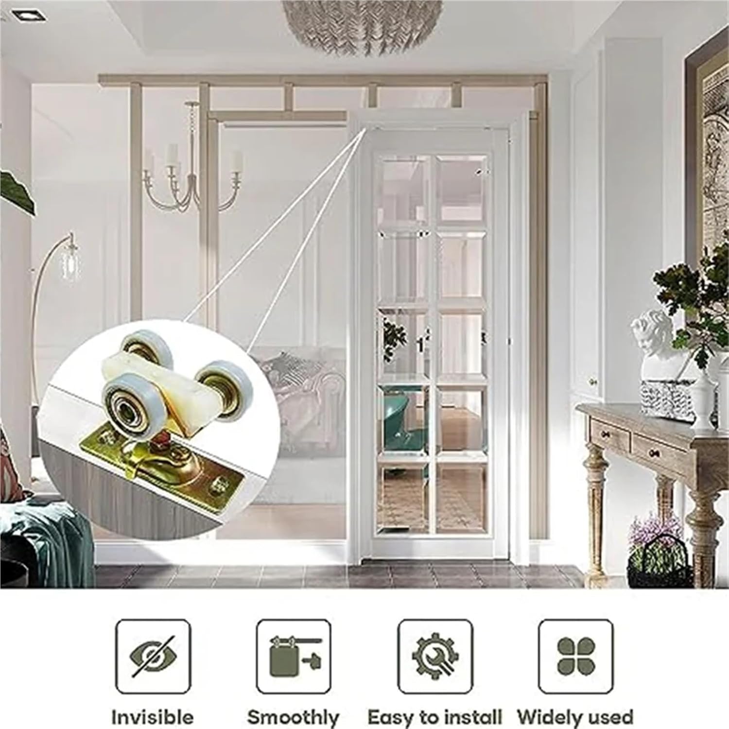 Versatile 3 Set Sliding Pocket Door Hardware Top Hanger Rollers Wheels Assembly