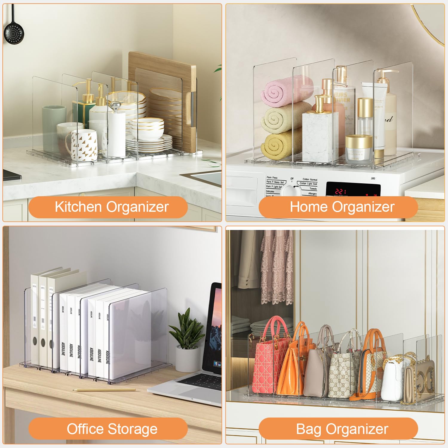 Lot De 10 Organisateurs De Sacs à Main - Forme Montagne Réglable - Pour Placard, Chambre, Cuisine - Design Transparent