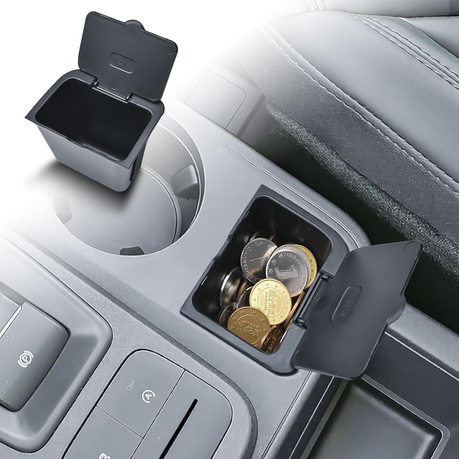 Center Console Coin Holder for 2022-2026 Ford Maverick,Flip-Top Storage Box