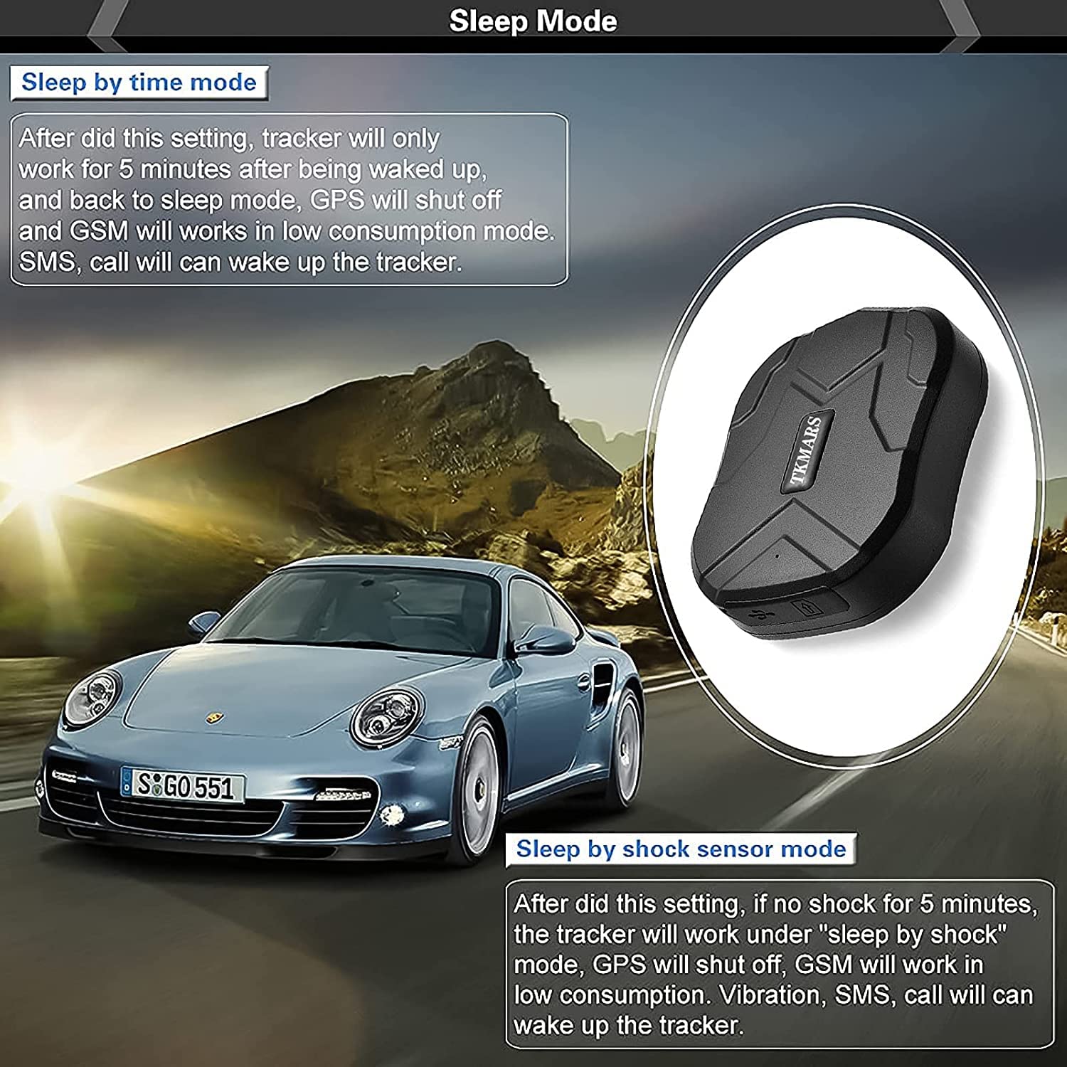 TKMARS Localizzatore GPS per Auto Senza Abbonamento con APP GPS Tracker Standby Impermeabile Magnete Potente e Batteria da 5000mAh con Geo-fence Smart Alarm TK905 5000mAh