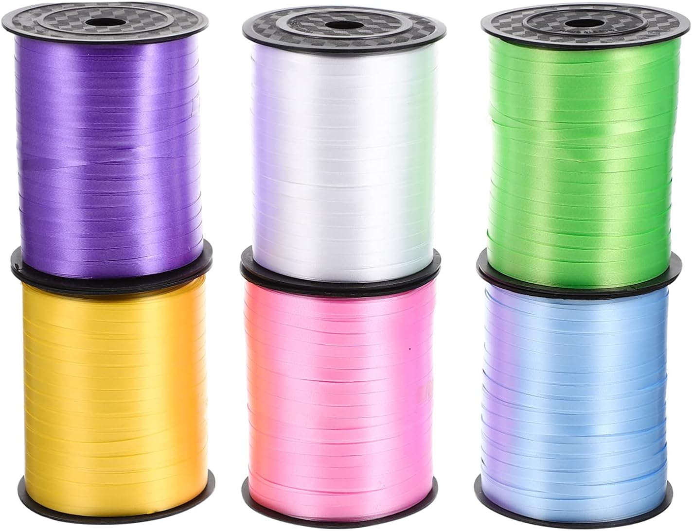 6rolls Curling Ribbon for Baskets Decorative Straps Balloon Binding Party Decor Pink