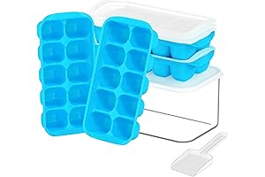 DOQAUS Ice Box: Ice Cube Tray with Lid and Scooper, Keep Ice Fresh