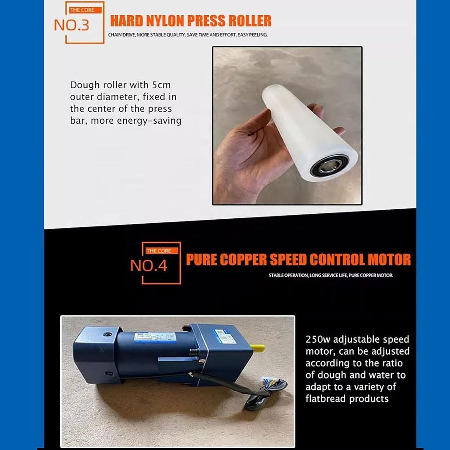 Pressa Automatica per Impasto Pizza, Macchina per Stendere Chapati e Roti con Pedale di Comando, Rullo di Pressione in Nylon da 5 cm, Funzione di Velocità Regolabile, per Uso Domestico