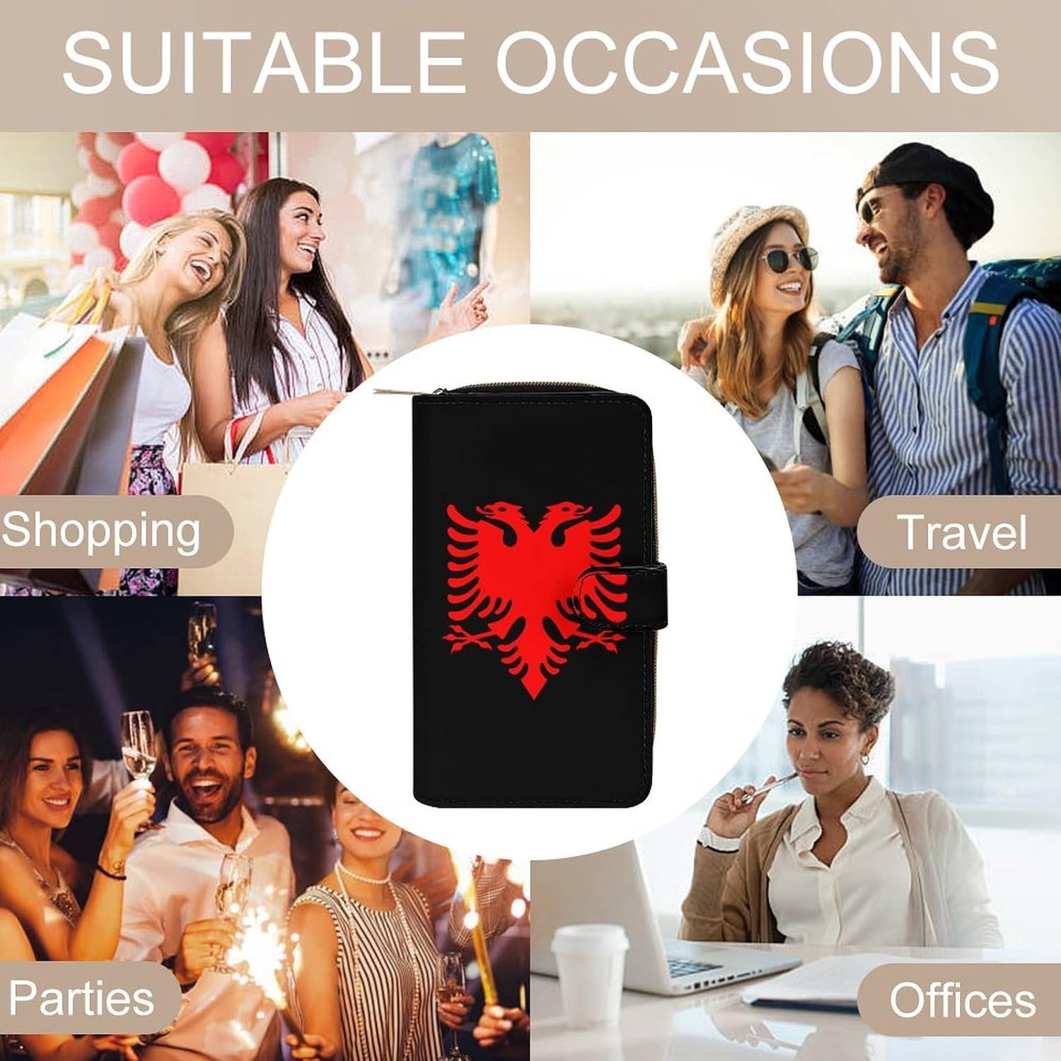 Albania Albanian Eagle1 Womens Wallet for Men Slim Purse Clutch Handbag with Card Holder