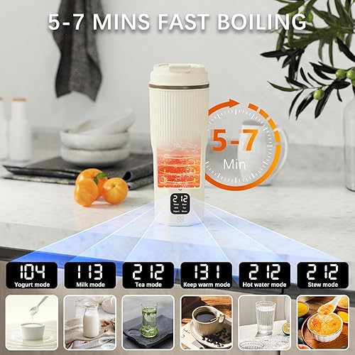 Miniatura 3 de Evoloop Hervidor eléctrico de viaje, portátil, pequeño, para café, té, caldera de agua caliente, 6 en 1, calentador múltiple para sopa de leche de