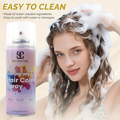Miniatura 6 de SOVONCARE - Tinte en aerosol temporal rubio para el cabello, para niños, Halloween, fiesta de Navidad, cosplay, 1 día, lavable, 4.2 fl oz