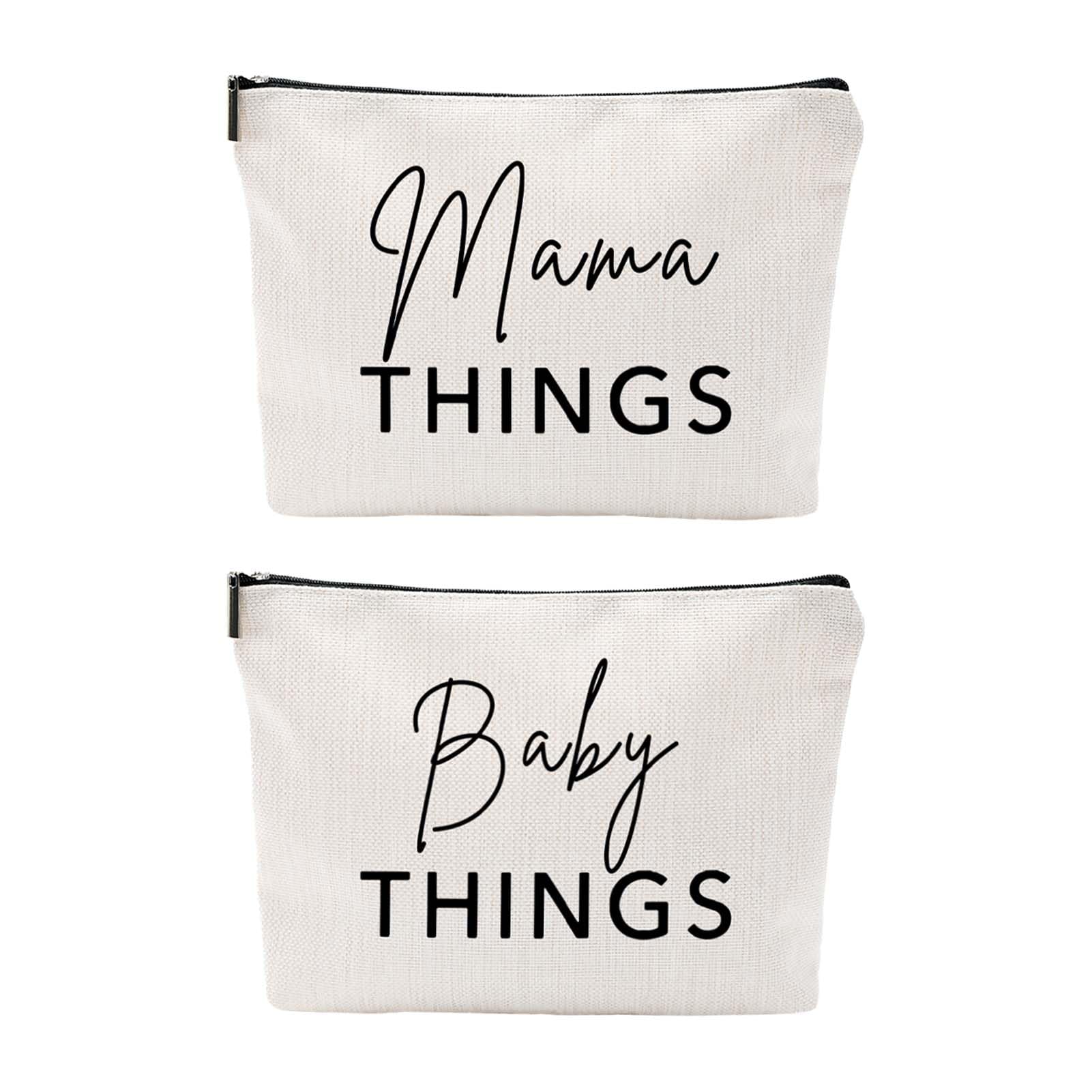 Mama and Baby Bag Set Canvas Pouch Set Keepsake for New Mothers Travel Toiletry Bag for Baby Stuff, Mother's Day Gifts, Set of 2