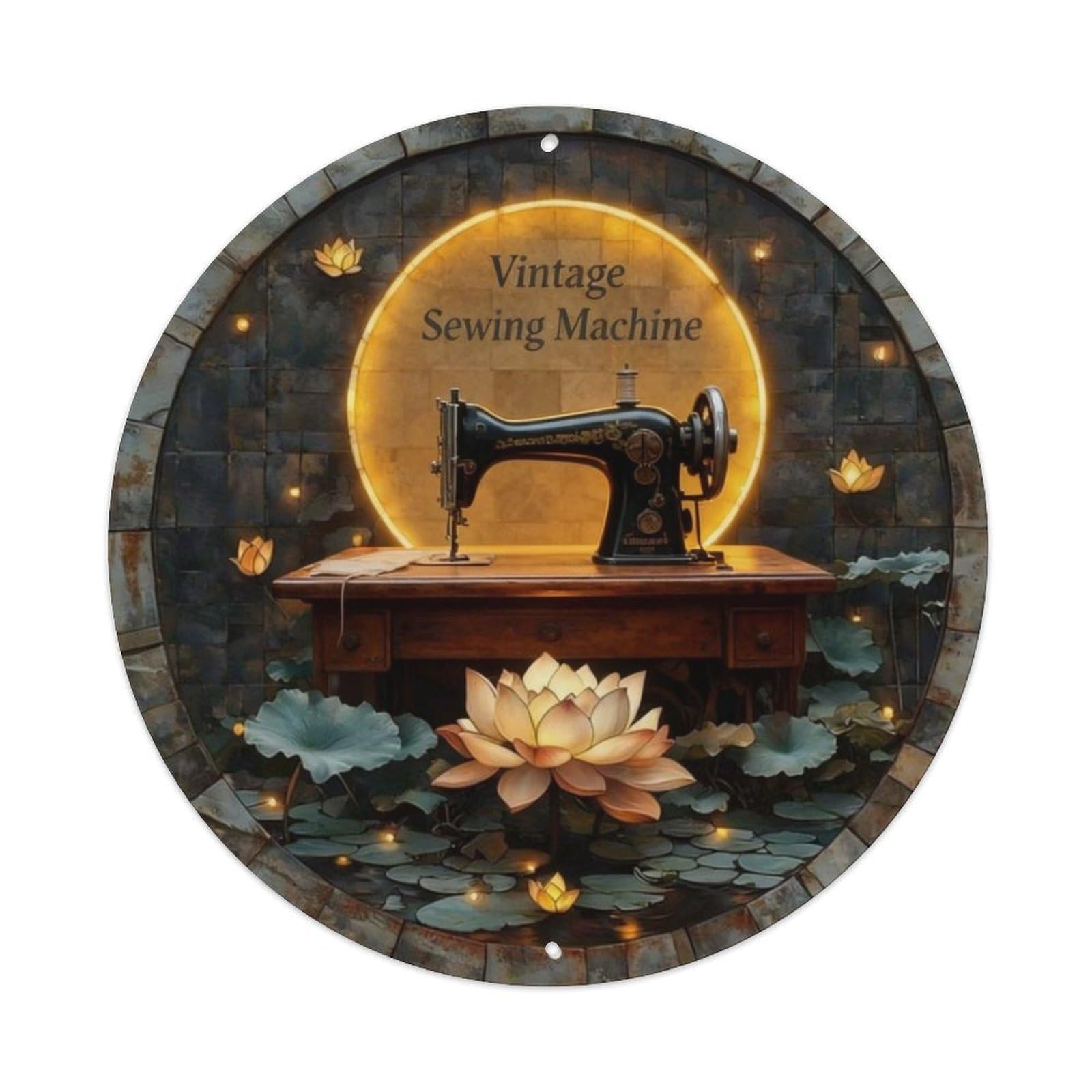 Vintage Sewing Machine Metal Tin Sign Plaque