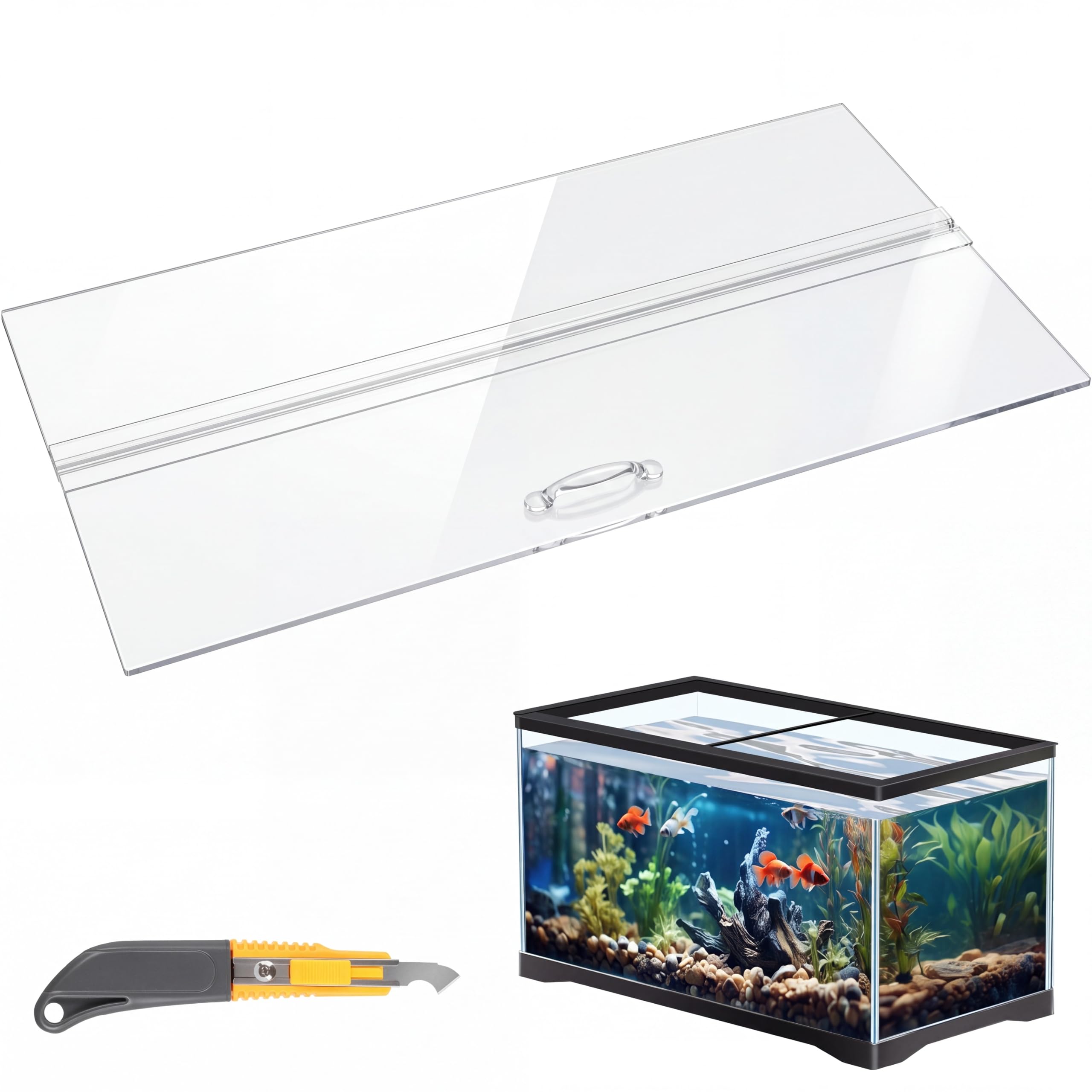 Sieral Aquarium Lids Polycarbonate Canopy Set, 12 x 6 Inch, Clear, 1 Pcs