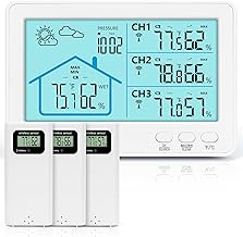 Digital Thermometer/Hygrometer, Wireless, External Temperature Thermometer, 3 Sensors, High Precision, Large LCD Screen, Waterproof, Weather Forecast, Temperature and Hygrometer, Outdoor/Indoor