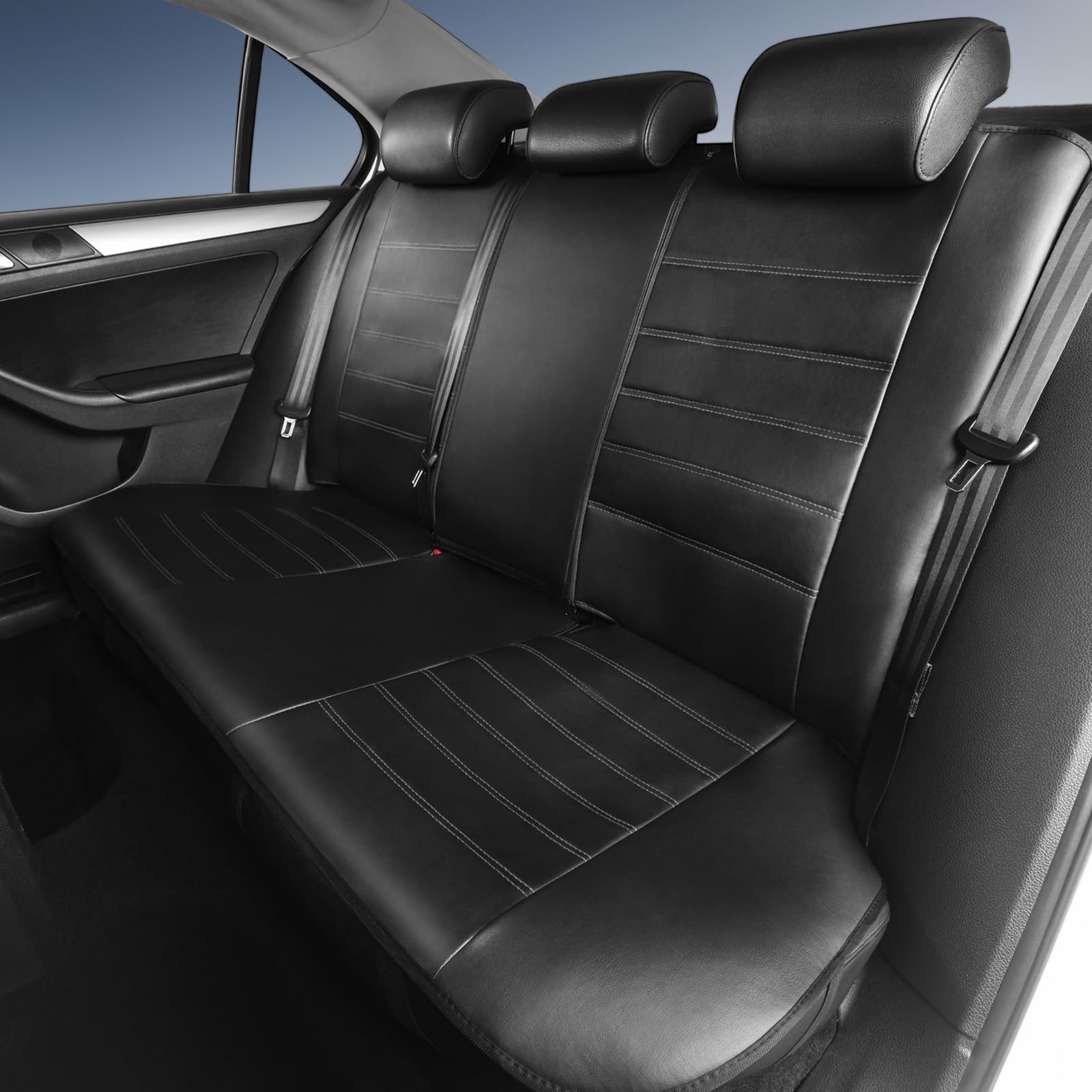 TOYOUN Housse de Siege Voiture Universelle Noir en Simili-Cuir Ensemble de Housses Siège Auto Universel Couverture Couvre Accessoires Interieur pour Camion Camionnette SUV, Gris
