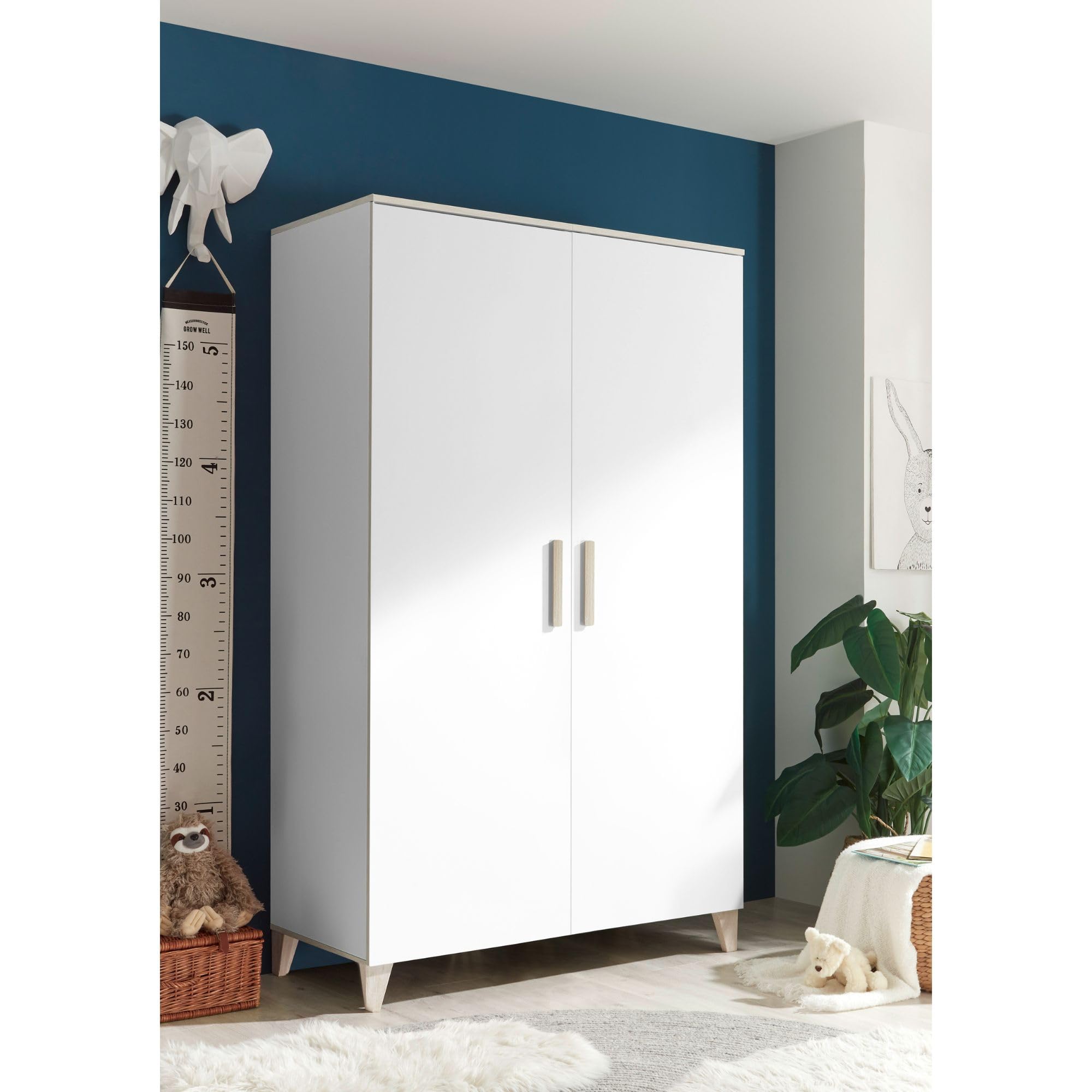 Stella Trading PRIZZI Complet Aspect Ensemble de Meubles pour Chambre 3 pièces composé d'une Armoire, d'un lit de bébé et d'une Commode à Langer, Bois, Blanc/Aurum, Komplett-Set 2