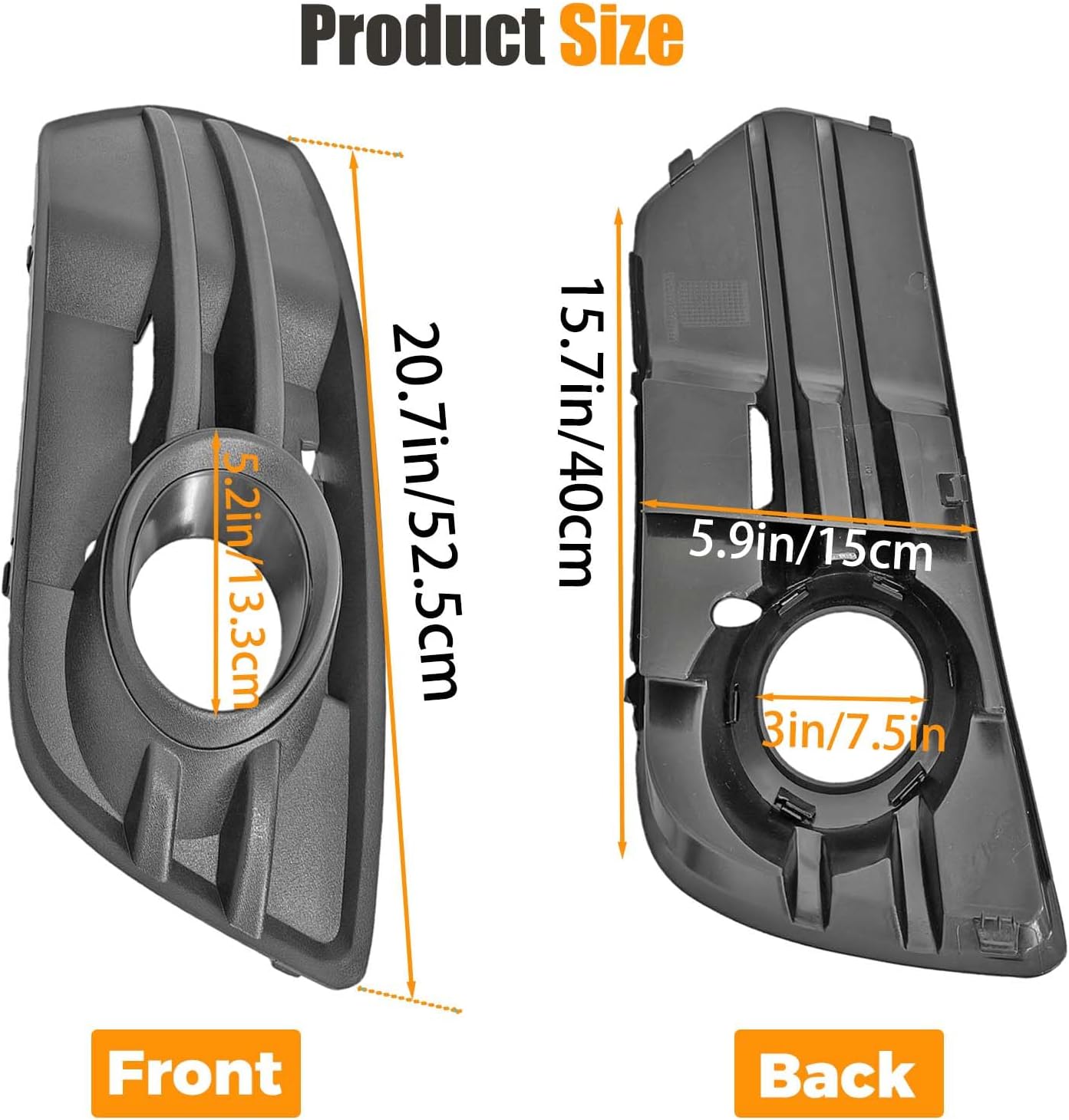 Black Front Bumper Lower Fog Light Cover Grill Grilles Insert Pair Compatible with Audi Q5(8R) MK1 2013-2017, ABS Lamp Grille Left & Right Side Replace 8R0807681M 8R0807682J