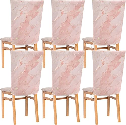Funda decorativa para silla de escritorio de dormitorio con textura de mármol de oro rosa para banquetes de boda, antipolvo, suave y cómoda, fundas