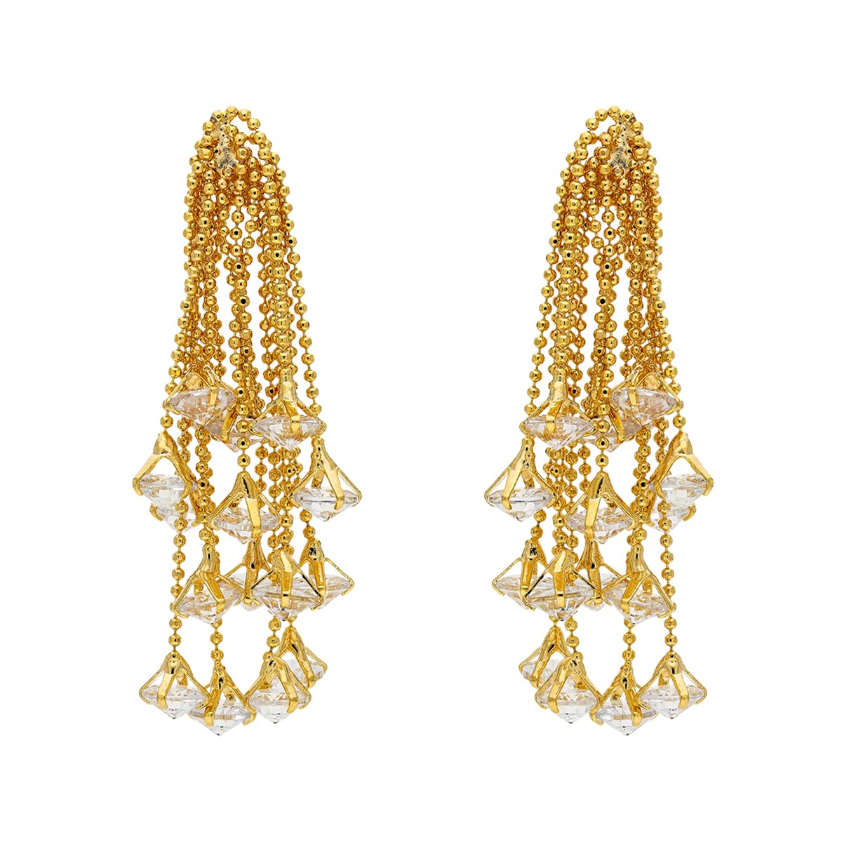 kushal's Fashion Jewellery White Gold Polished Copper Trendy Zircon Hanging Earrings, Best for Casual Wear & Special Occasion - 459143-picture-54