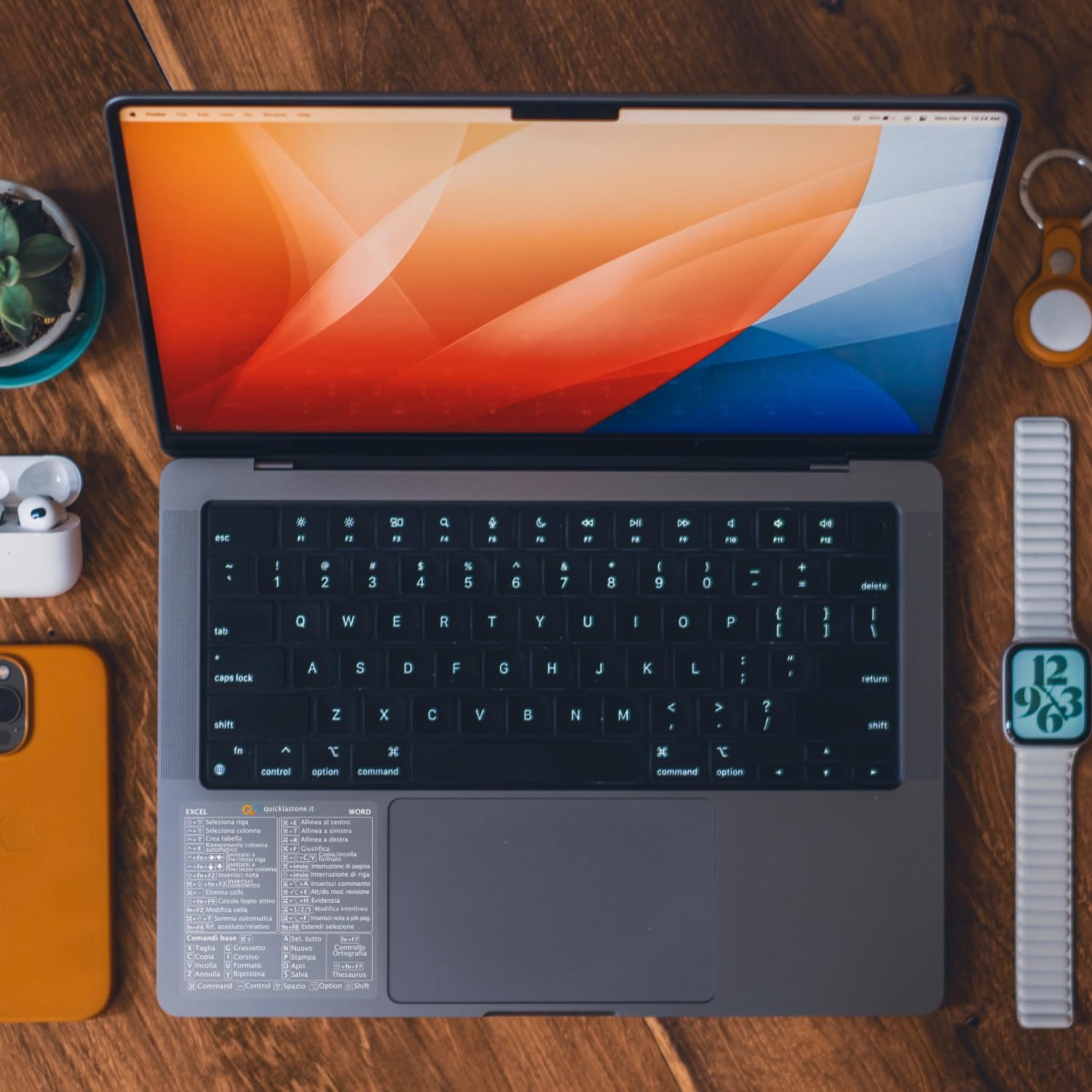 Adesivo per Scorciatoie da Tastiera Word ed Excel per Mac - Shortcut Sticker - Aumenta la tua produttività con le scorciatoie essenziali (Trasparente - Scritte Bianche, 1)