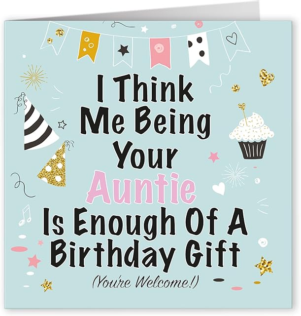 Cult Kitty - I think Being Your Auntie - Funny Birthday Card for Niece - Hilarious Birthday Card for Nephew - Cheeky Card for Her - Amusing Card for Him - Witty Birthday Card for Your Family