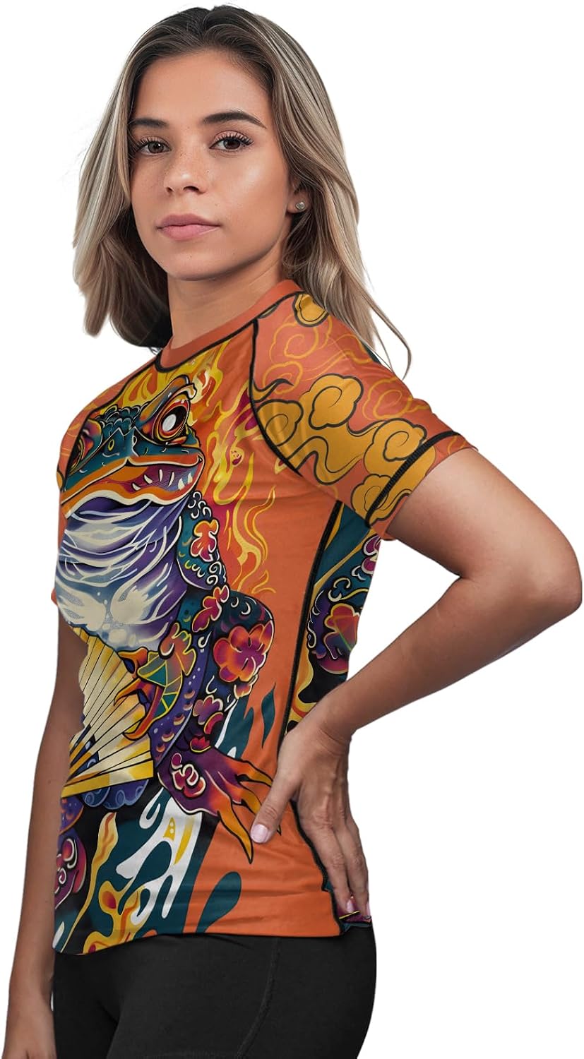 FORMONIES Samurai Rash Guard for Women – Short Sleeve Base Layer for No-Gi BJJ Jiu Jitsu MMA Grappling
