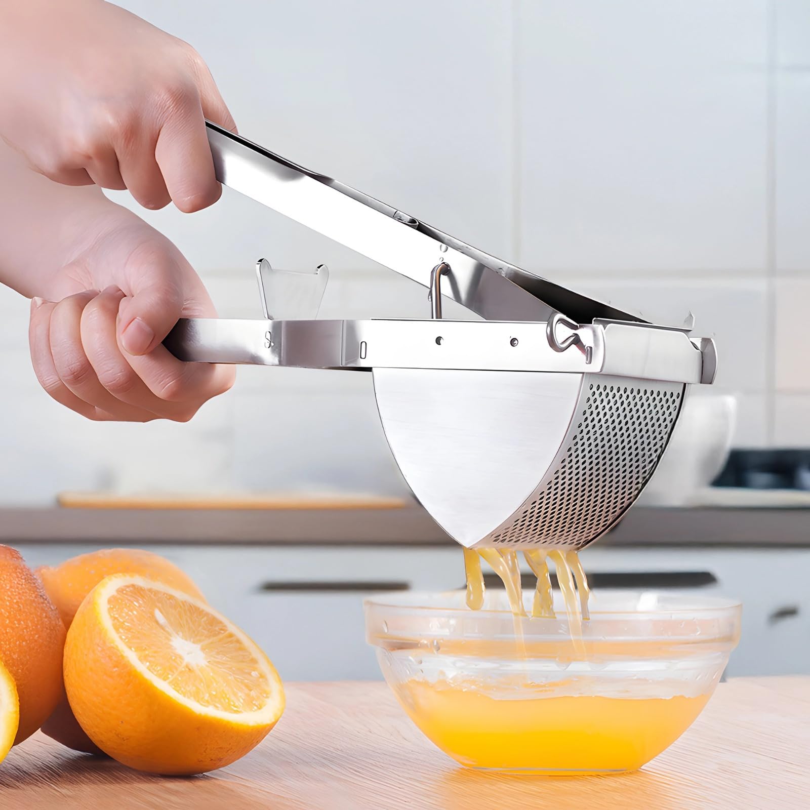 Professionelle Kartoffelpresse aus Edelstahl, rostfreies Küchenwerkzeug mit rutschfestem Griff für reibungsloses, müheloses Stampfen